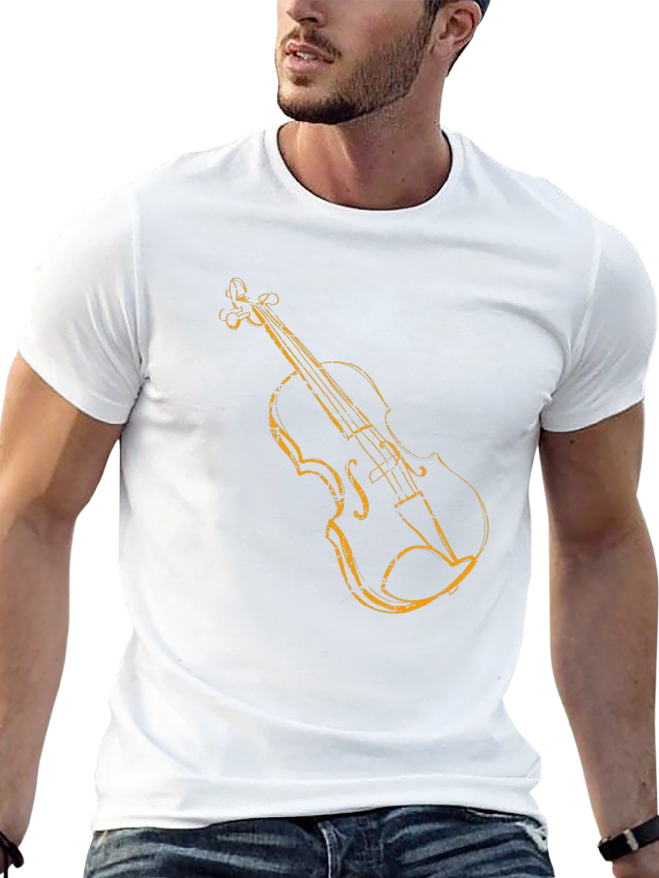 Violin Graphic Tee - Black Short Sleeve Shirt