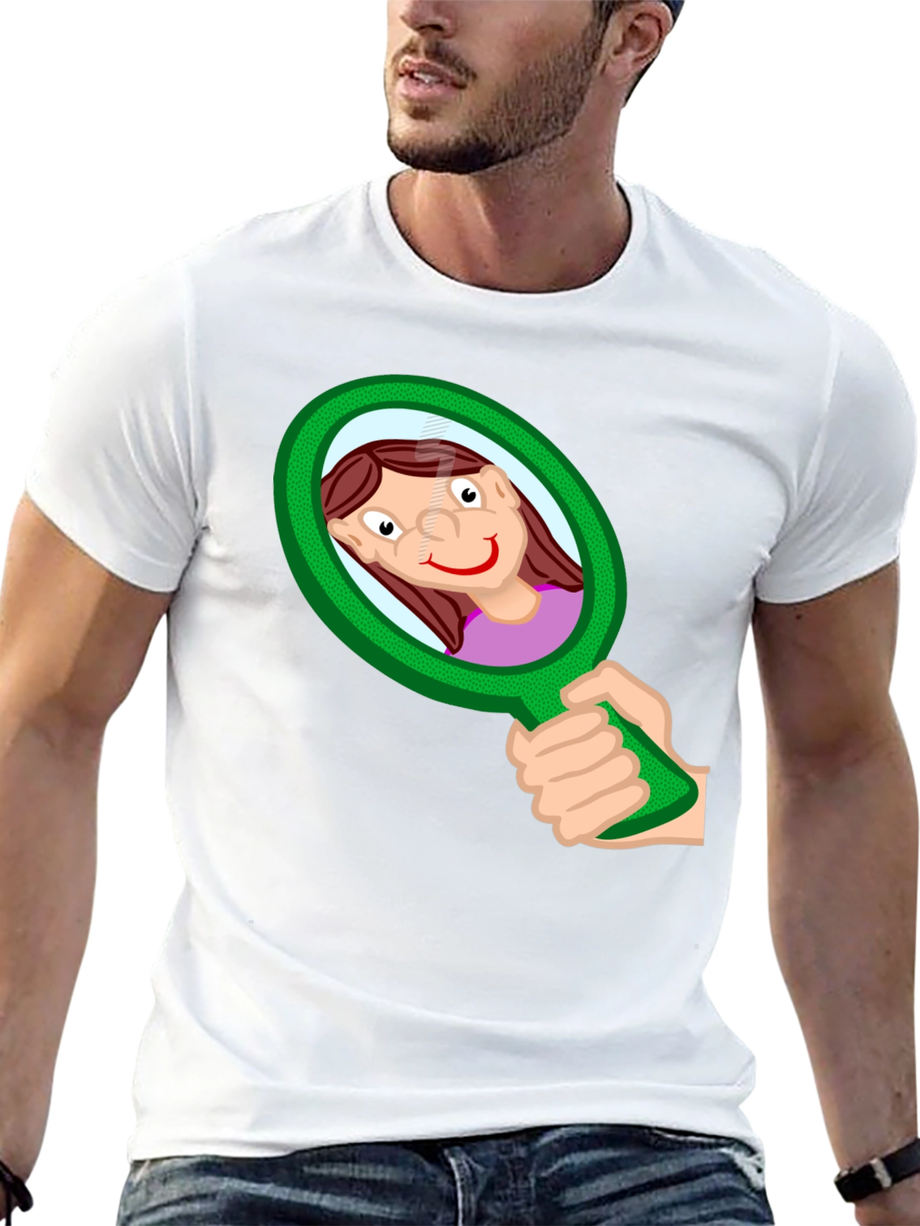Funny Cartoon Mirror T-Shirt - Black