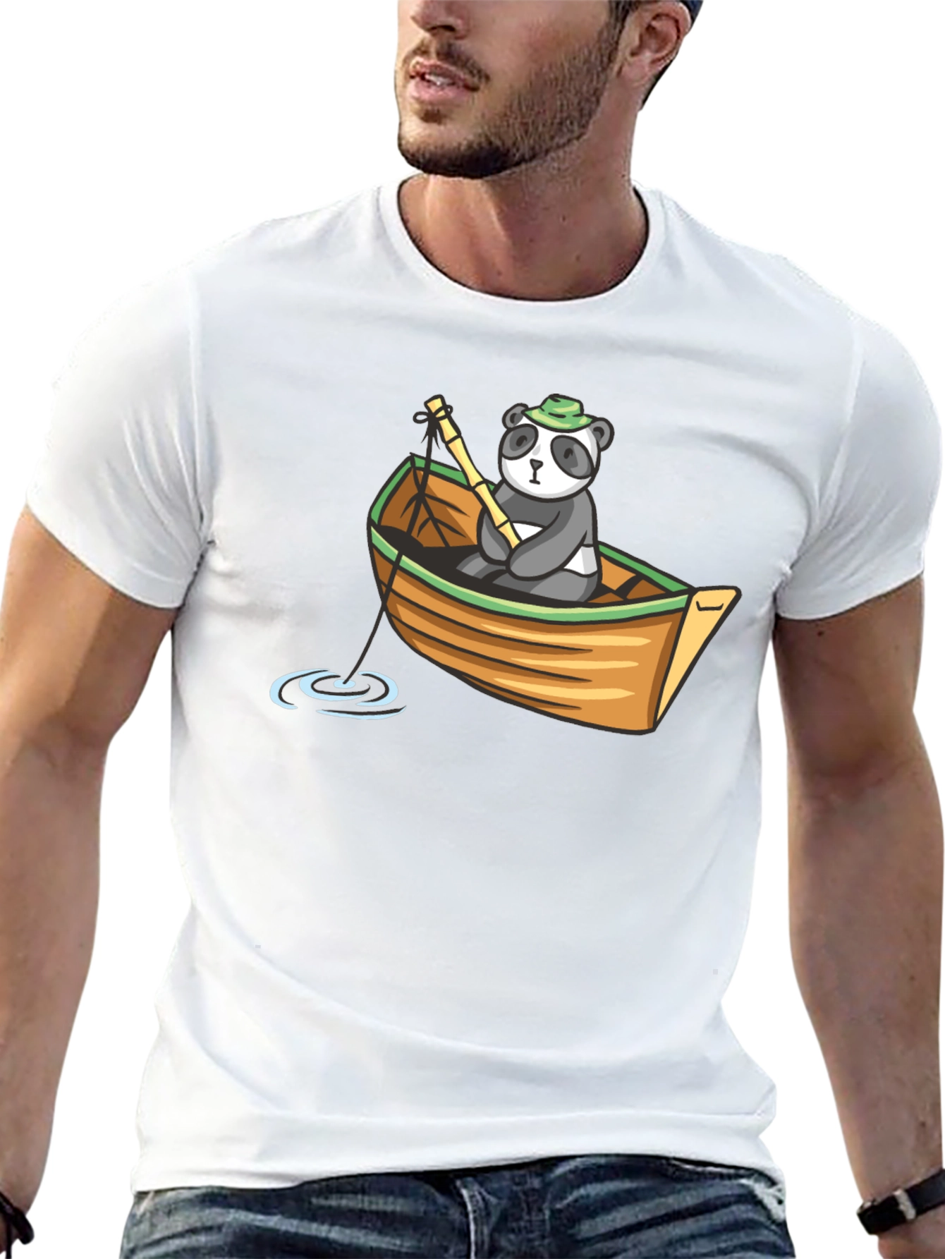 Panda Fishing T-Shirt - Cute Graphic Tee