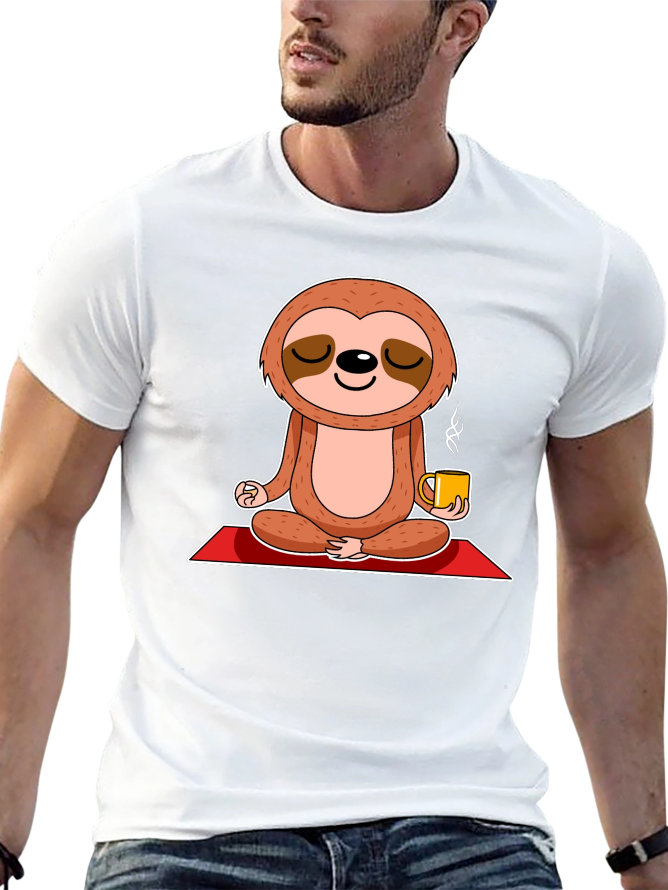 Zen Sloth Coffee T-Shirt - Meditating Animal Tee