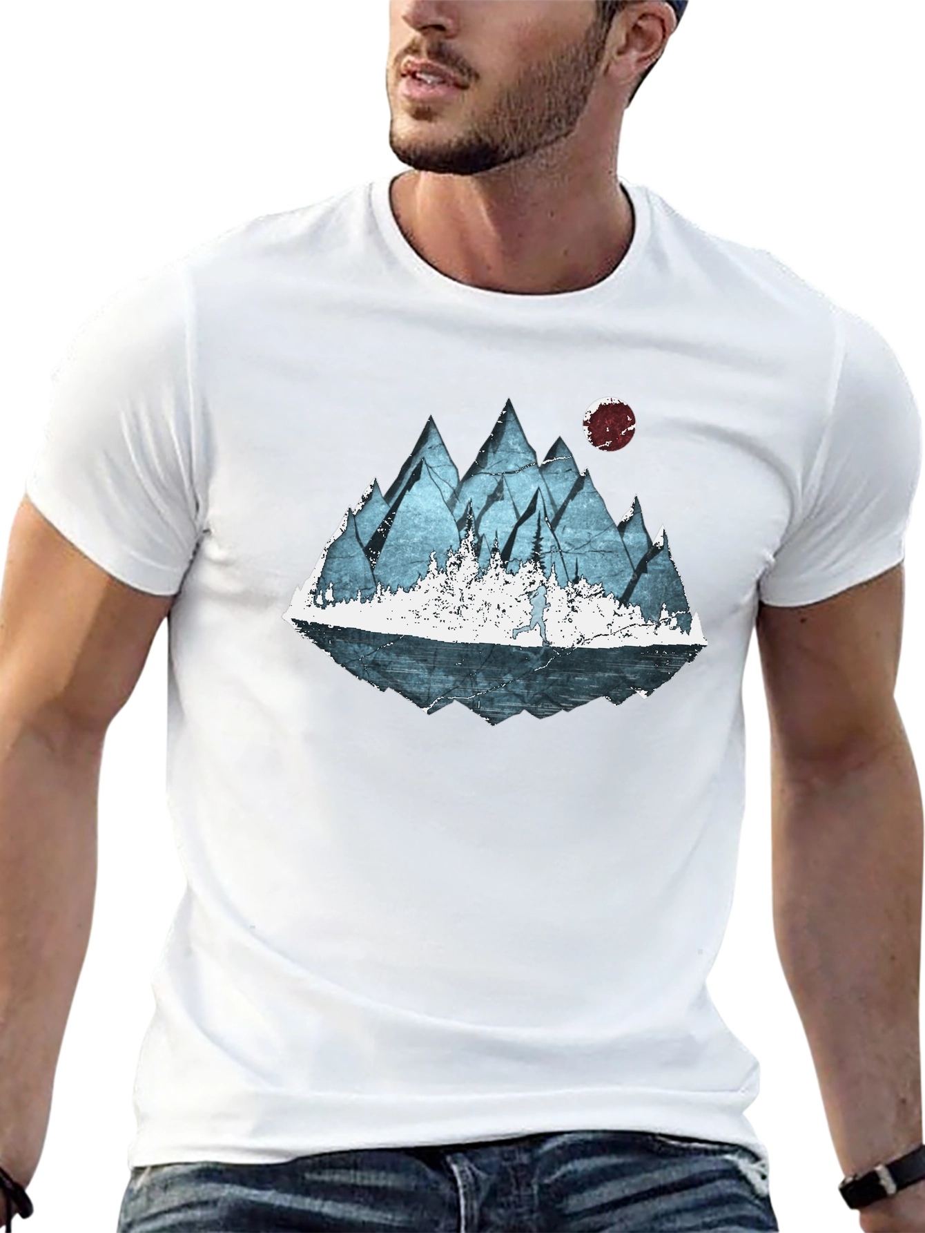 Mountain Landscape Graphic Tee - Black