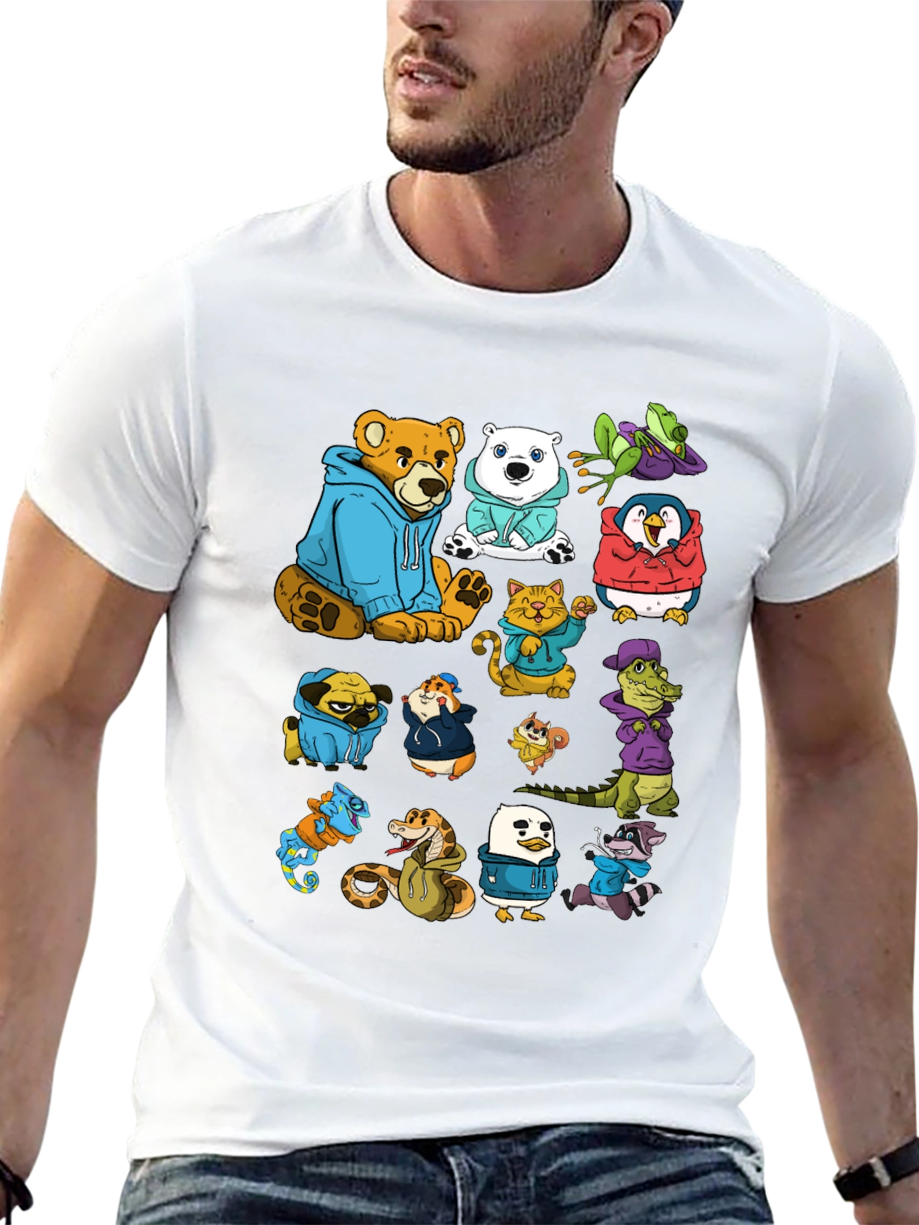 Cartoon Animal Hoodie Graphic Tee