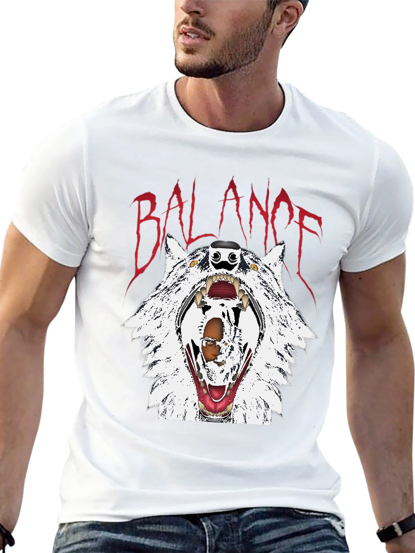 Balance Wolf Graphic Tee - Edgy Streetwear