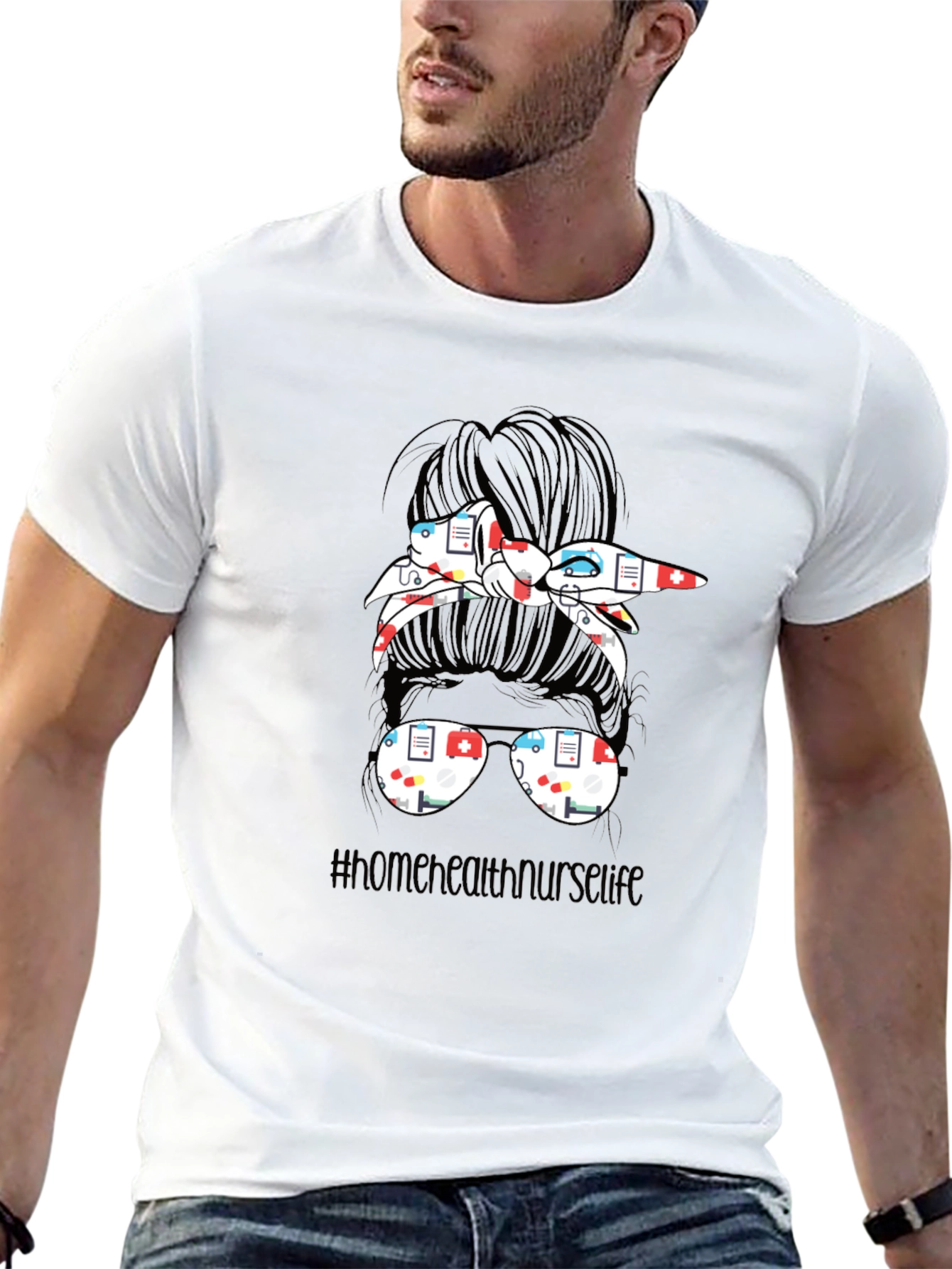 Home Health Nurse Life Messy Bun T-Shirt