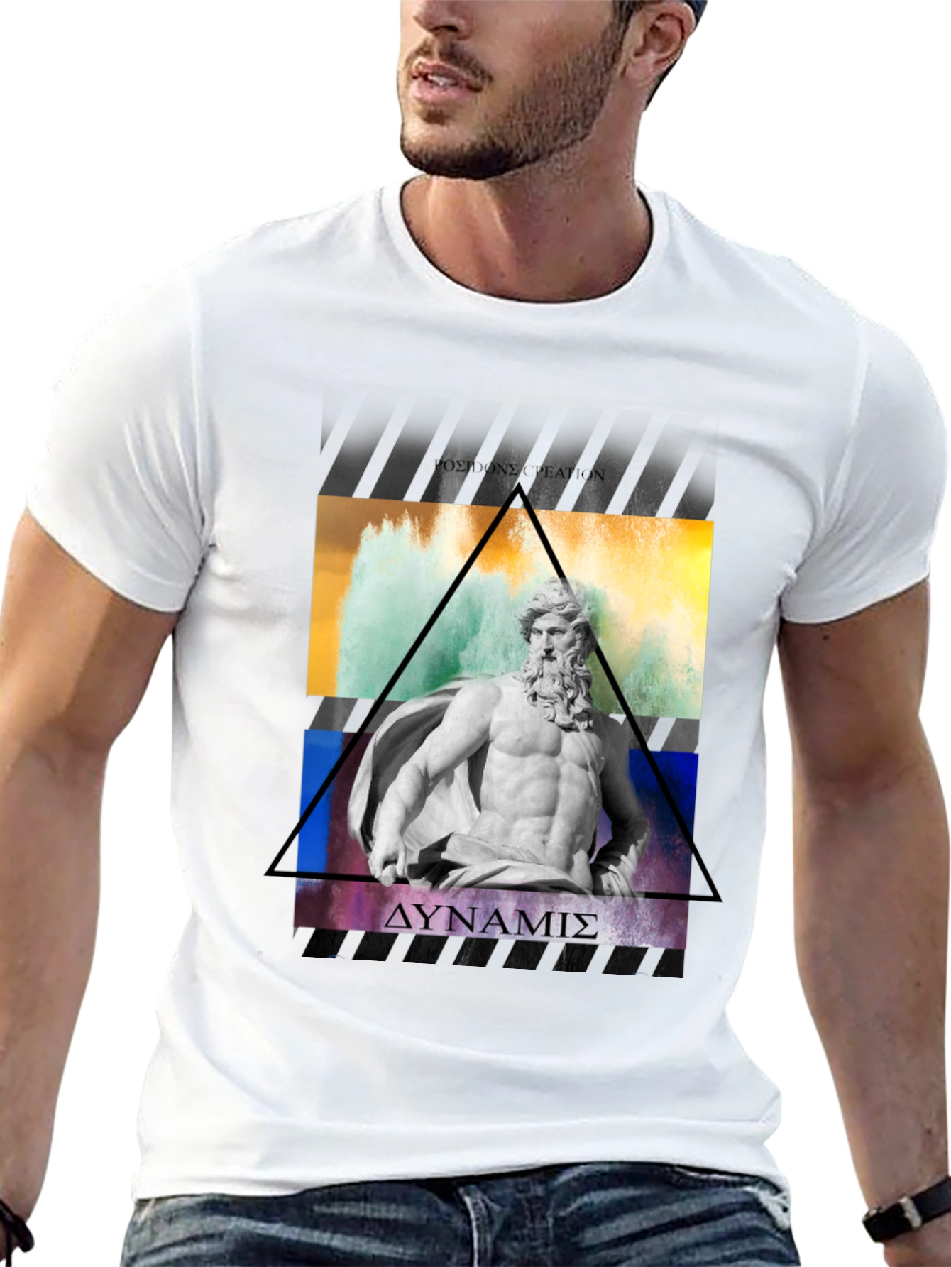 Poseidon Graphic Tee - Black Cotton T-Shirt