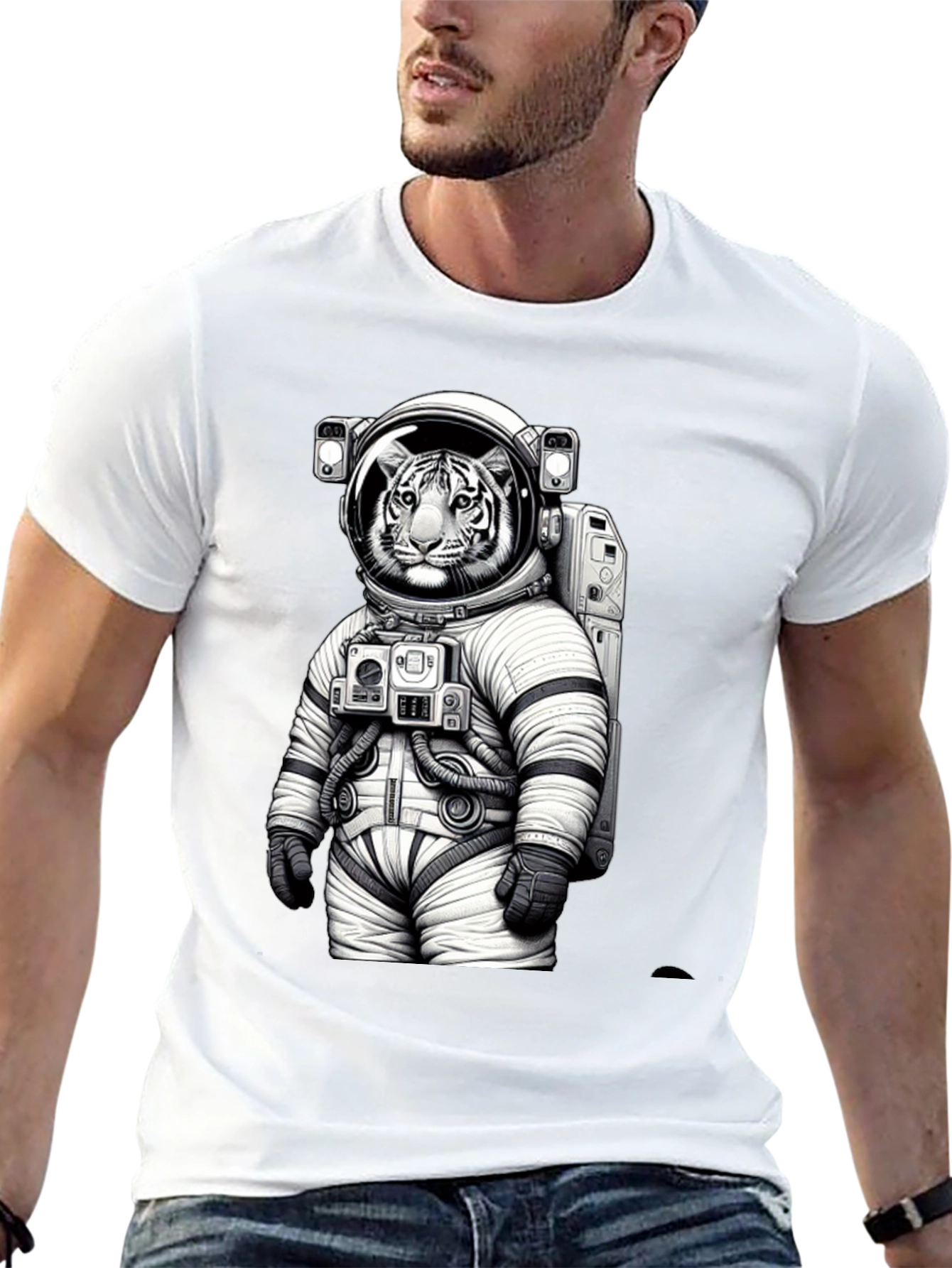 Tiger Astronaut Graphic T-Shirt - Space Cat Tee