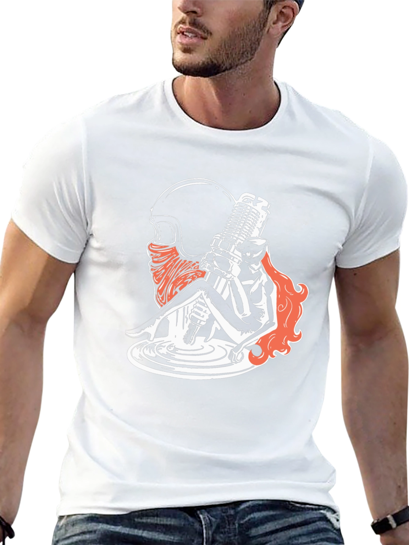 Motorcycle Spark Plug Girl Graphic Tee - Black