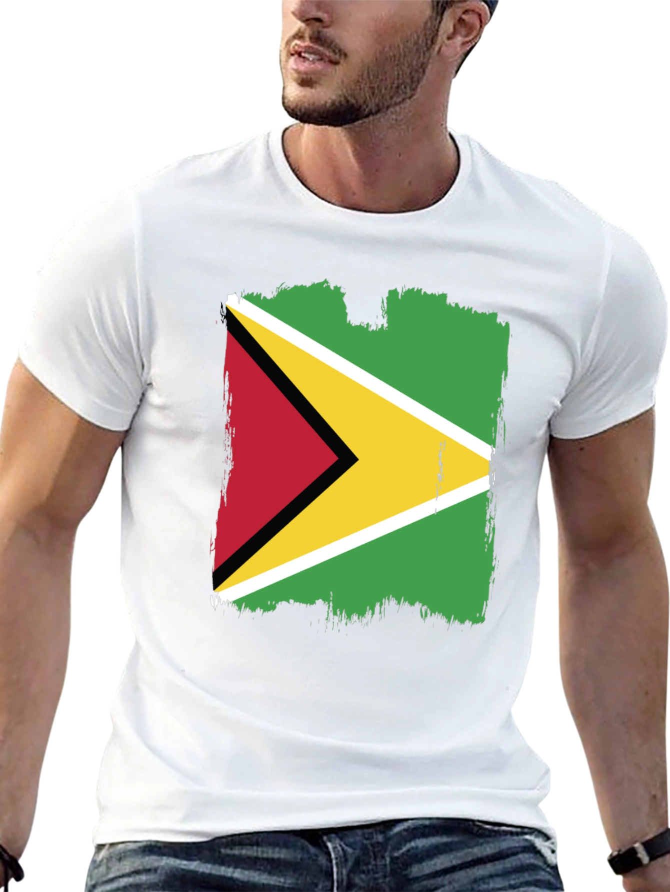 Guyana Flag Graphic Tee - Black