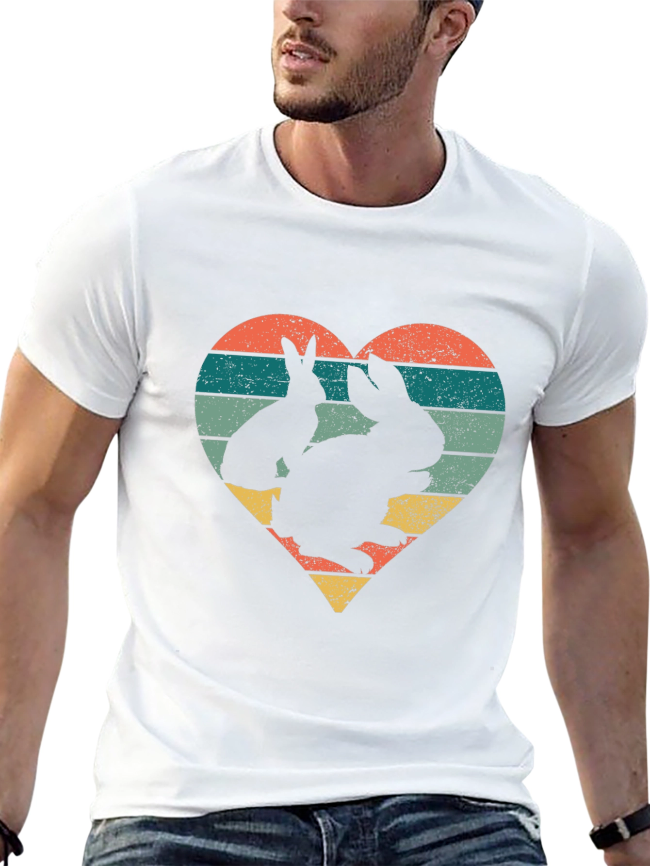 Retro Easter Bunny Heart Graphic Tee