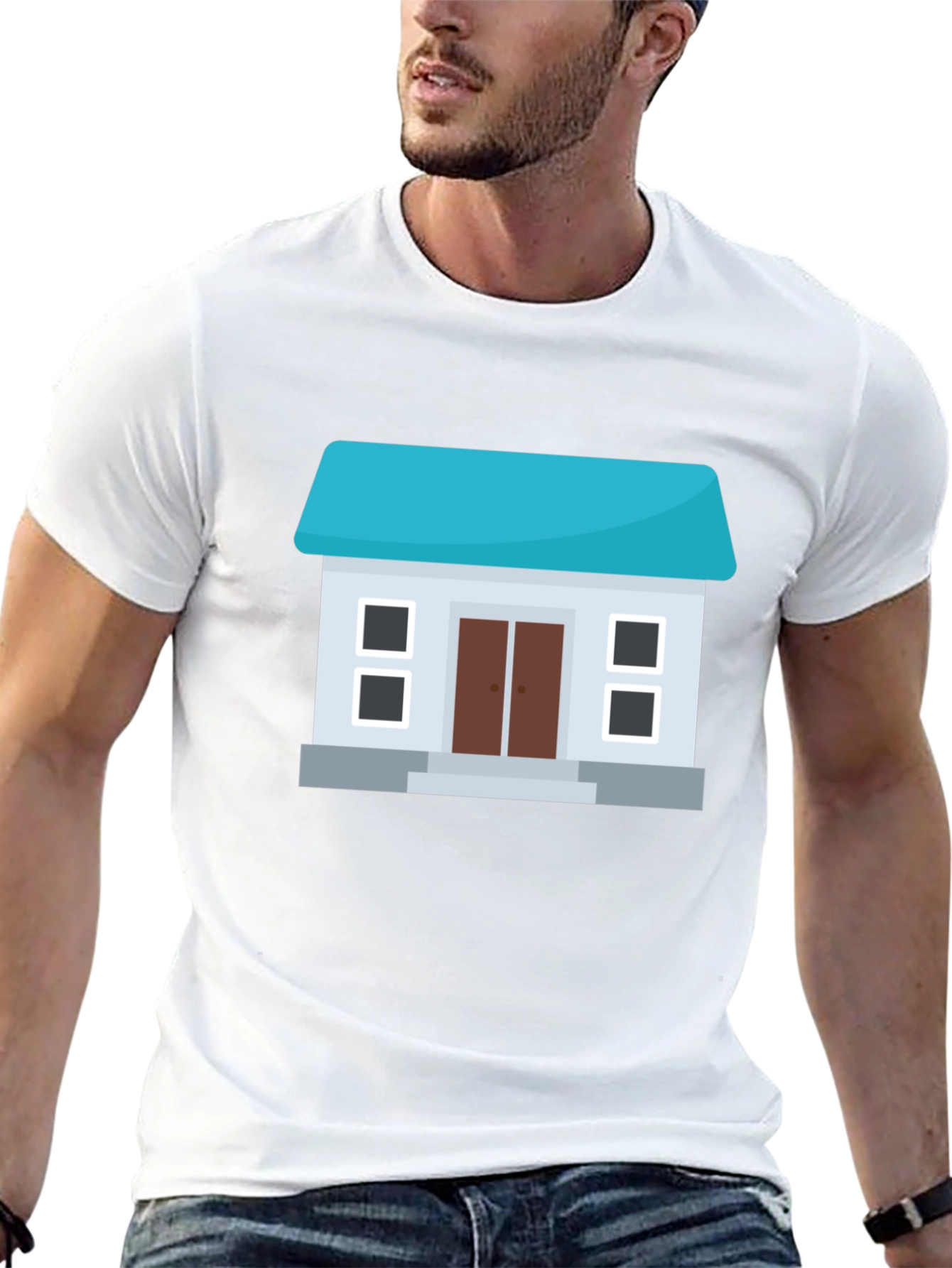 House Graphic Tee - Black Cotton Blend Casual Wear