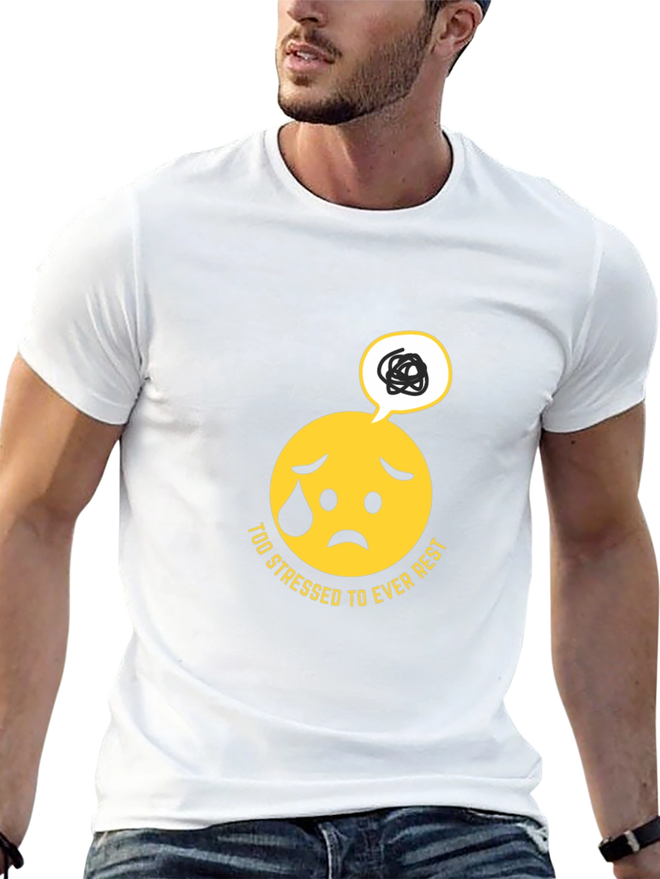 Stressed Emoji Graphic Black T-Shirt