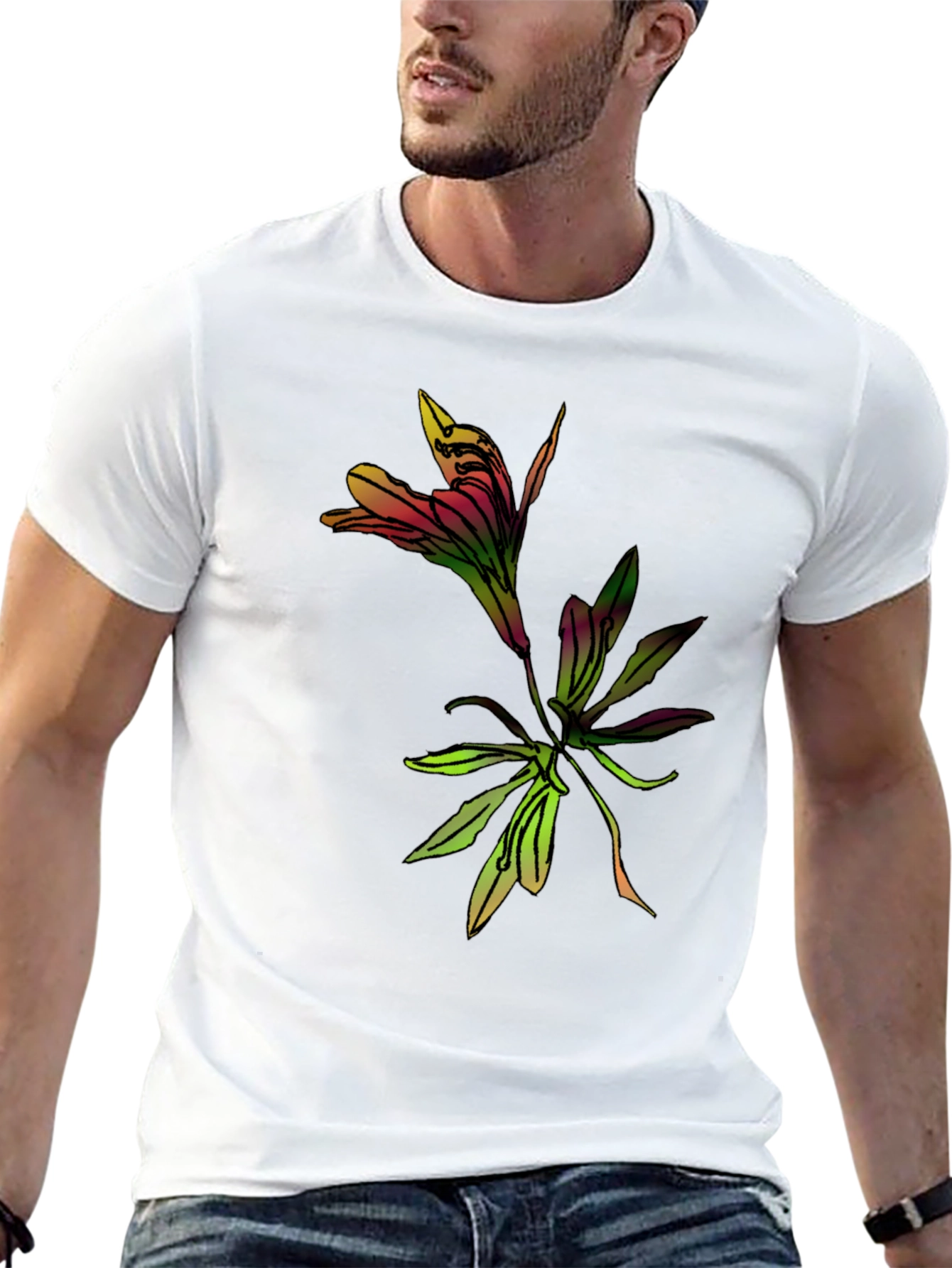Floral Graphic Black T-Shirt for Men