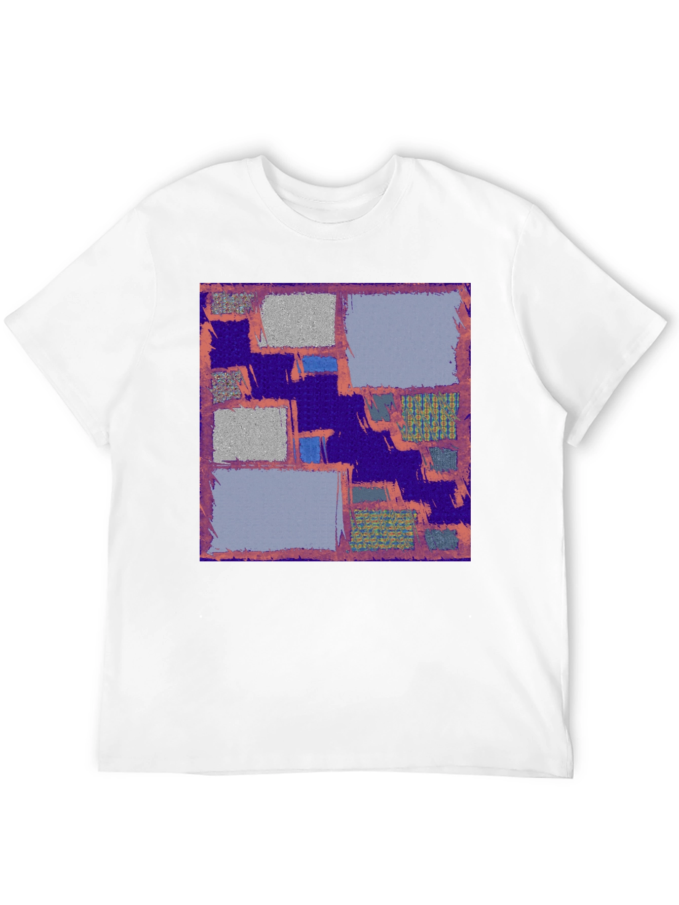Abstract Block Print Mens Black T-Shirt