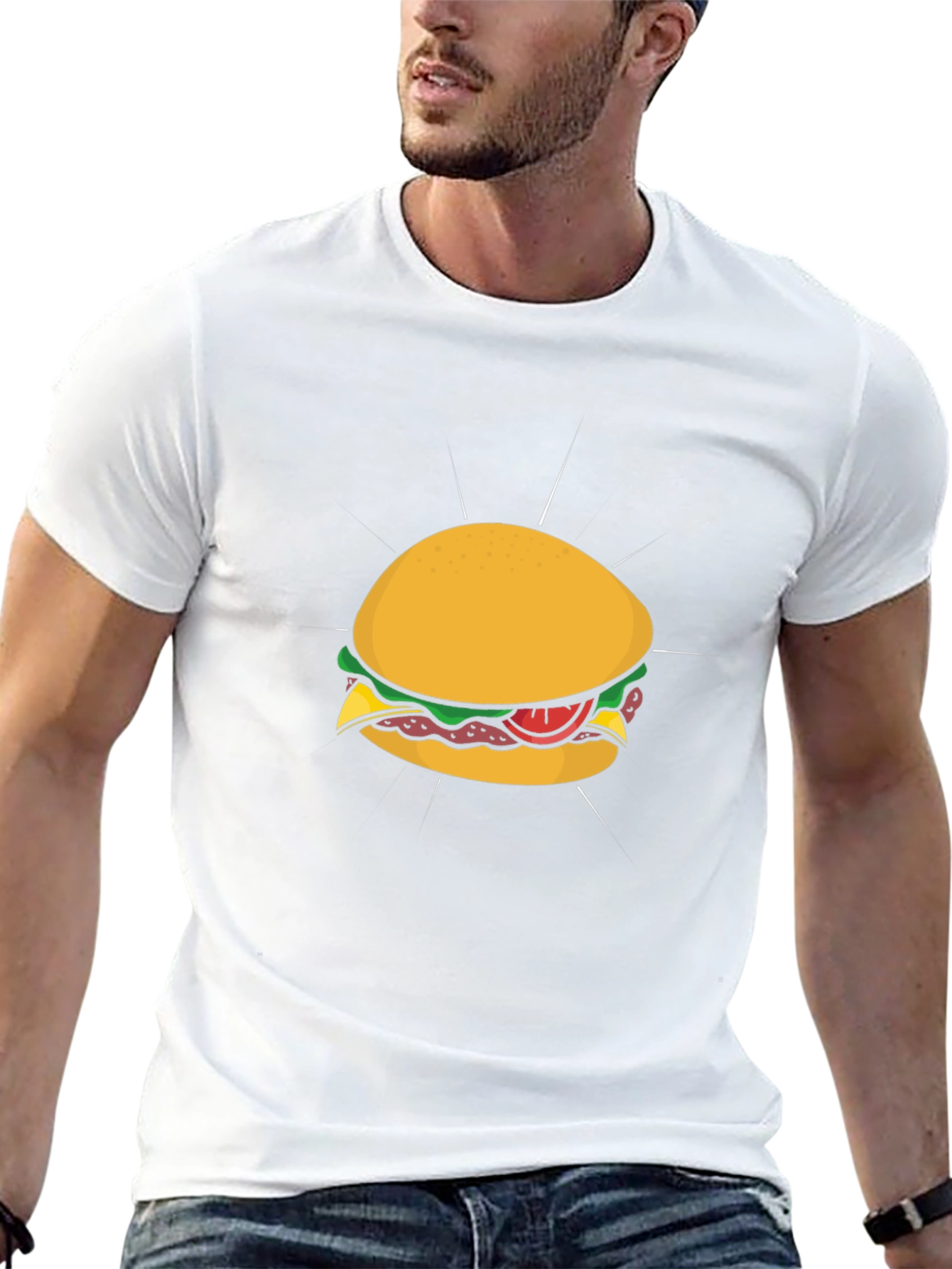 Burger Graphic Tee - Casual Style Black T-Shirt