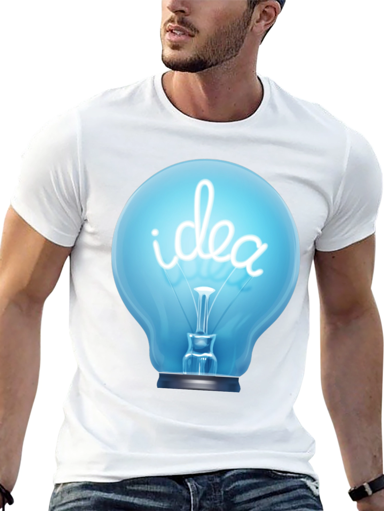 Idea Lightbulb Graphic Tee - Black Cotton T-Shirt