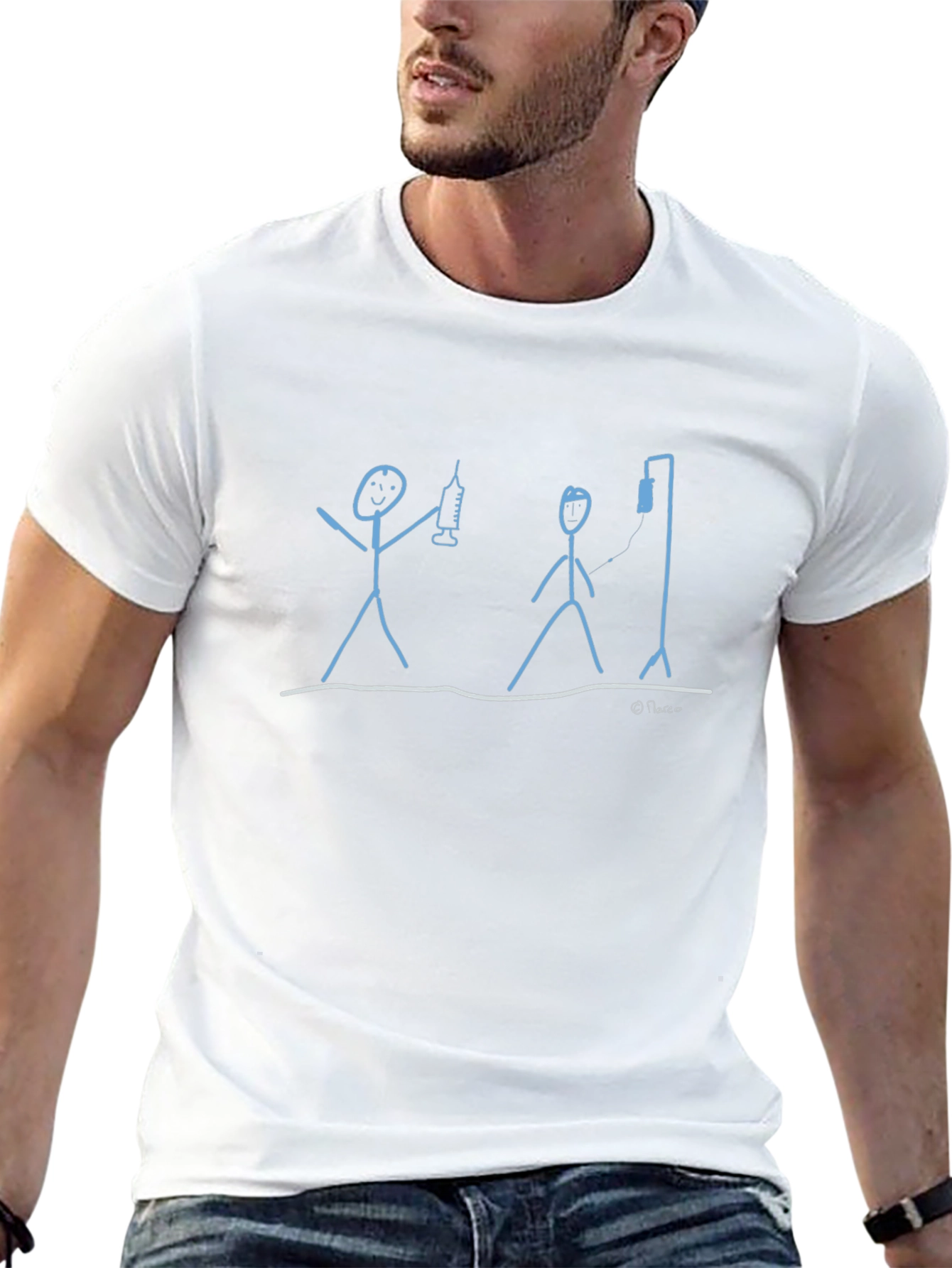 Humorous Medical Stick Figure Graphic Tee