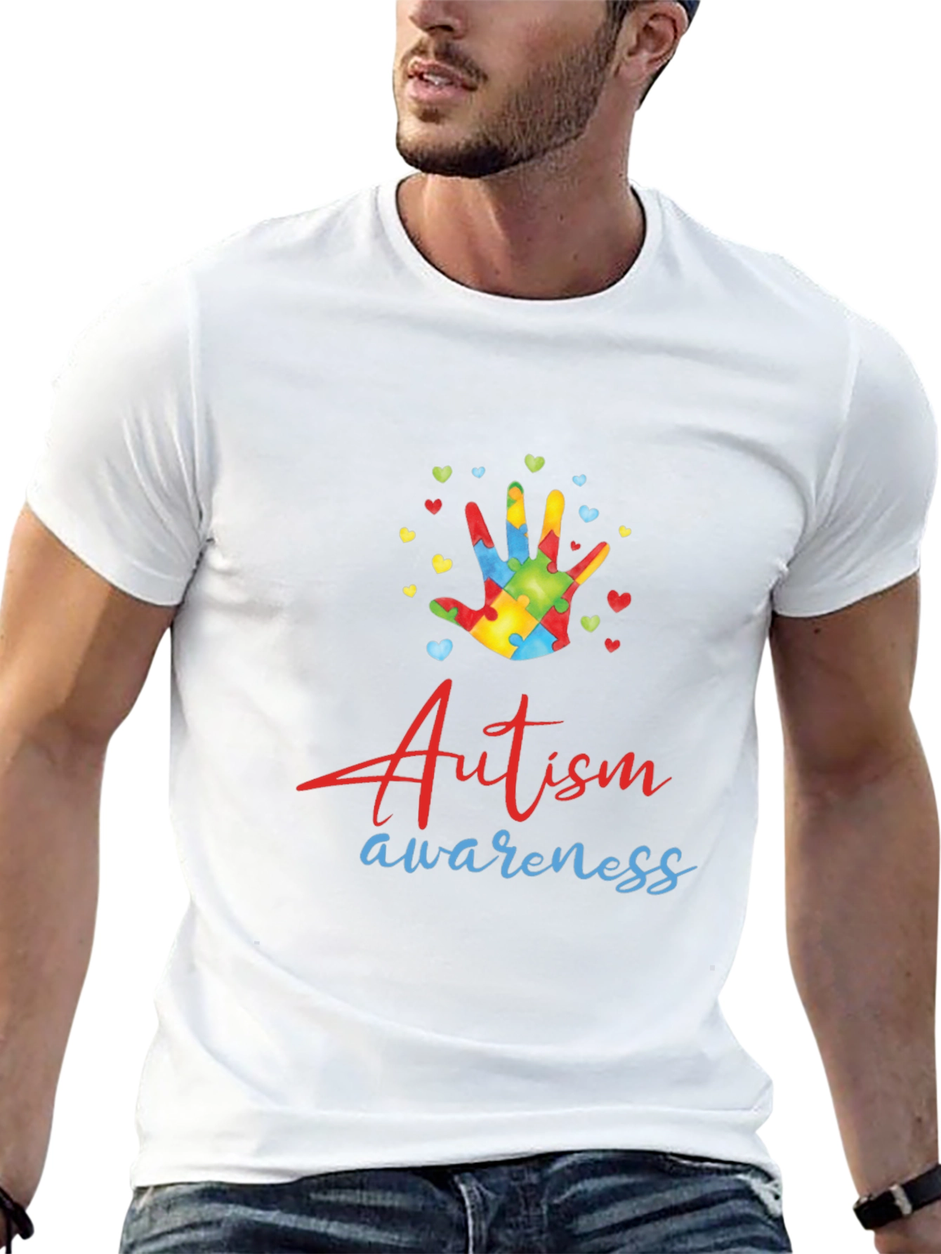 Autism Awareness Tee - Puzzle Hand Design