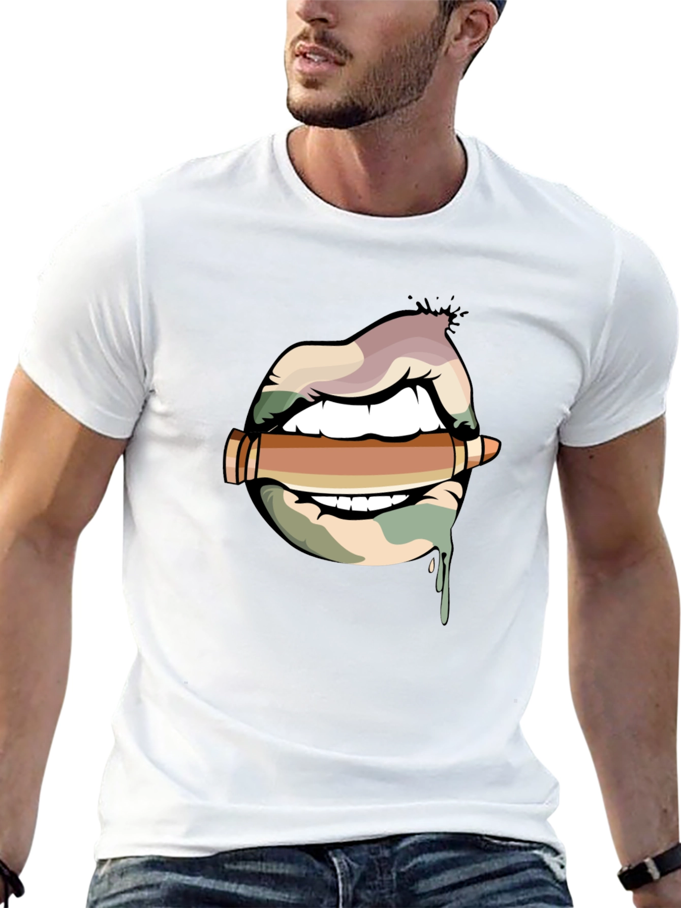 Lips and Bullet Graphic T-Shirt
