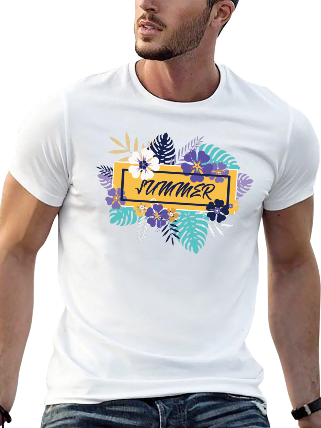 Summer Floral Graphic Black T-Shirt