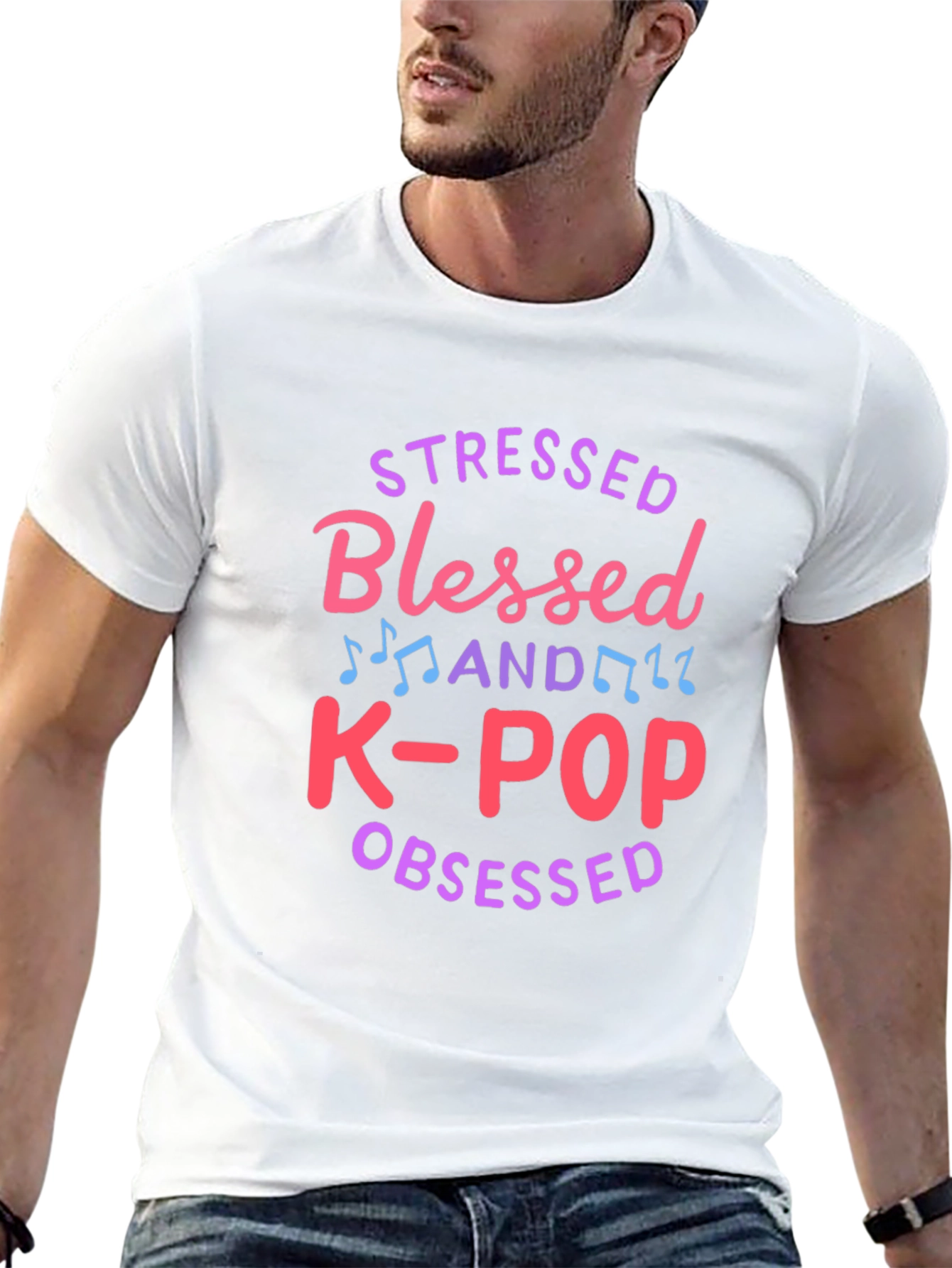 Stressed Blessed K-Pop Obsessed Graphic Tee