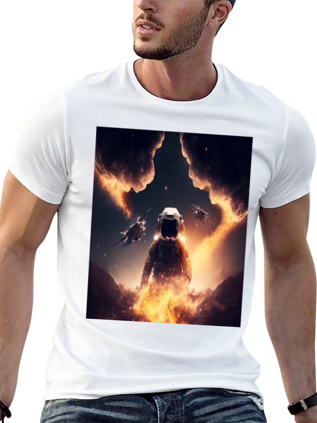 Astronaut Space T-Shirt - Black Cotton Blend