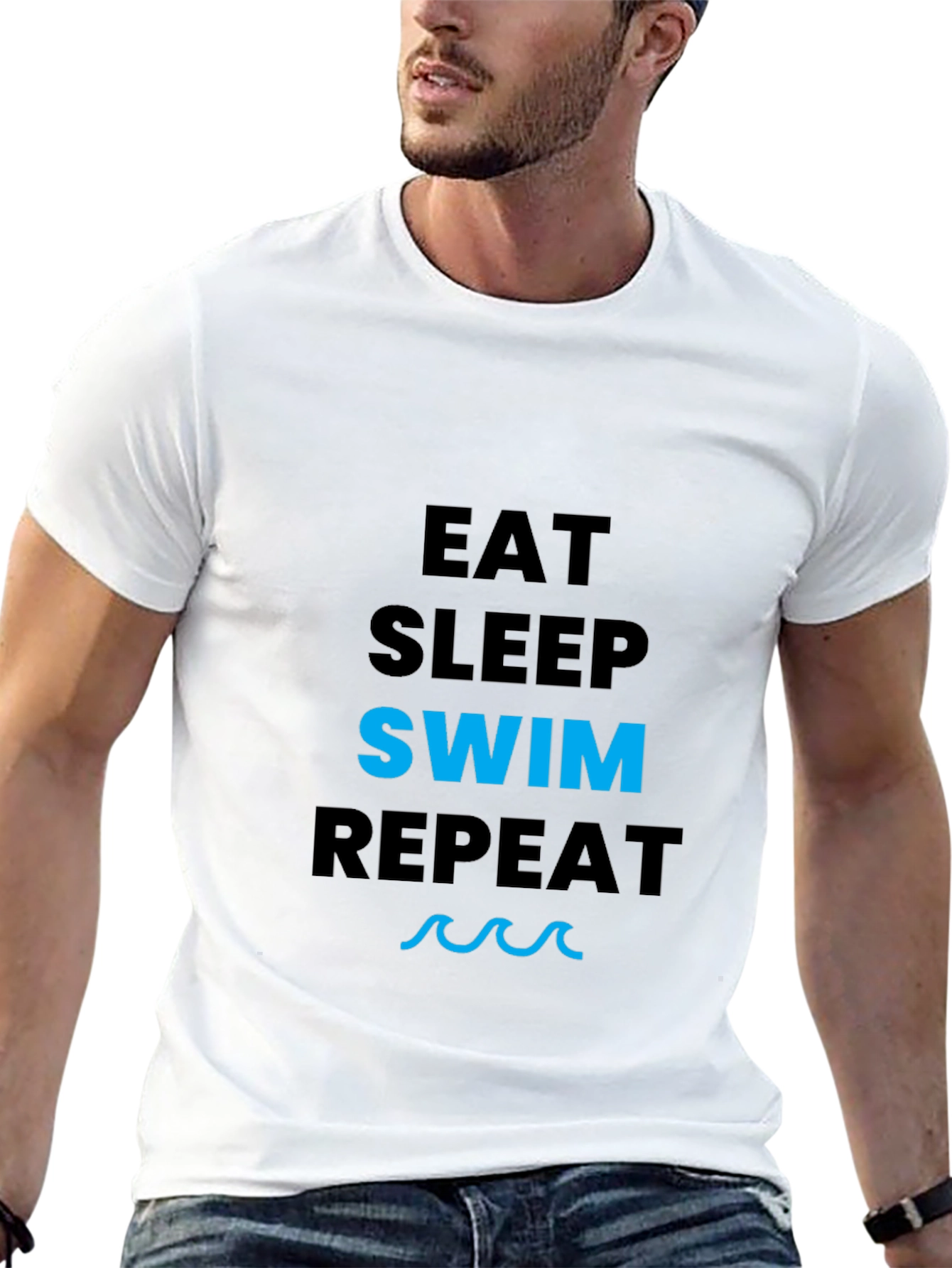 Eat Sleep Swim Repeat Black T-Shirt