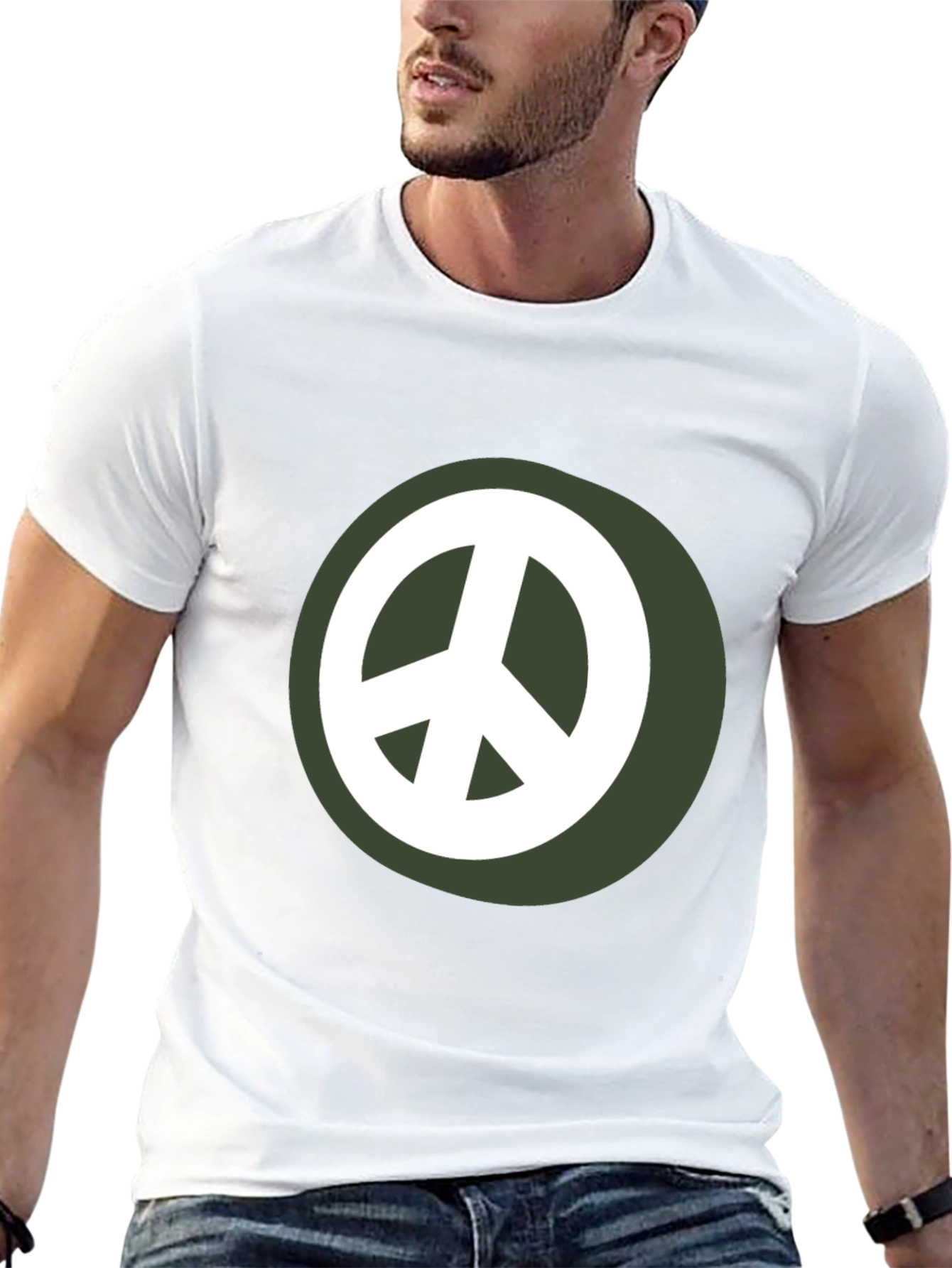 Peace Sign Graphic Tee - Black Casual Shirt