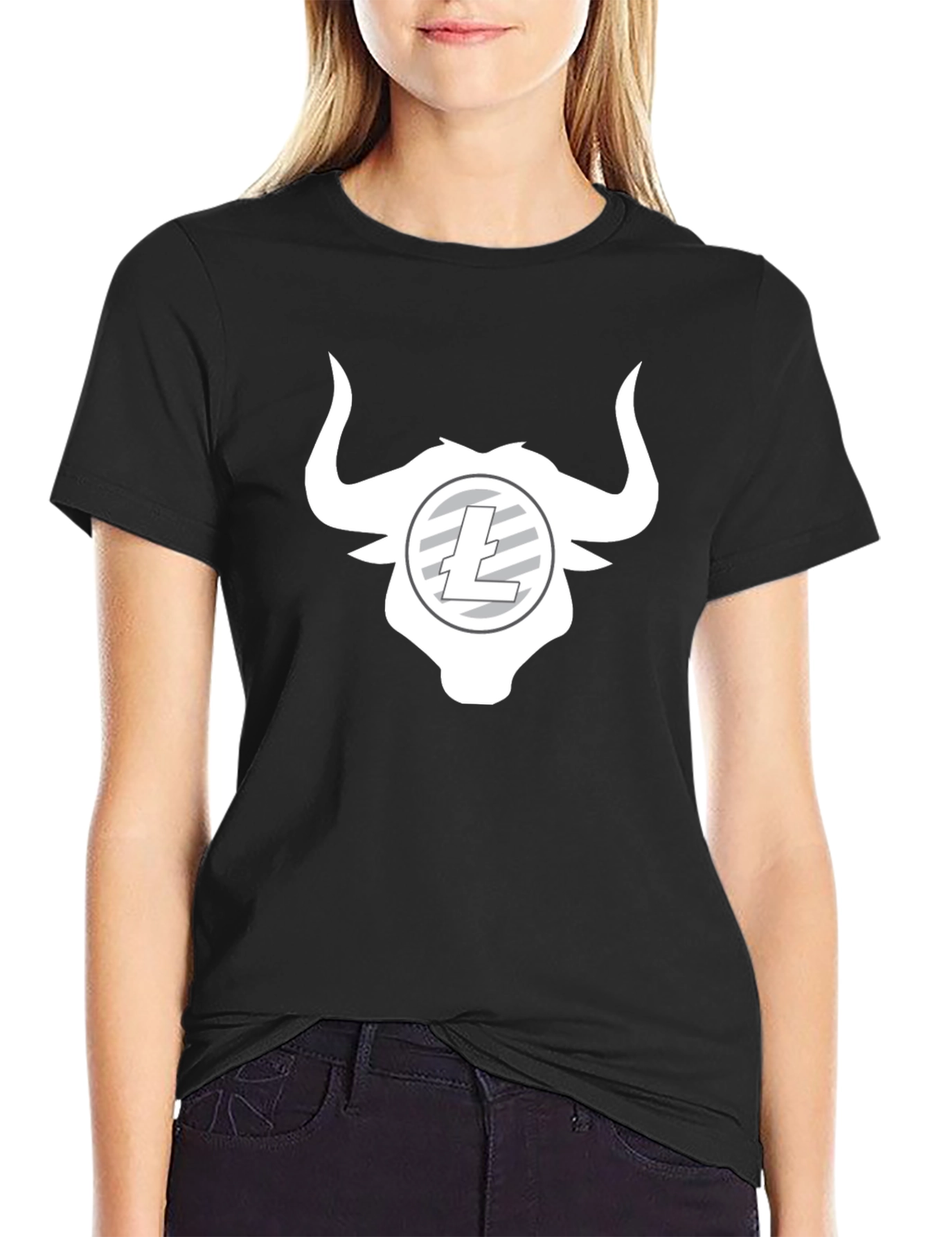 Bull Litecoin Crypto Black T-Shirt