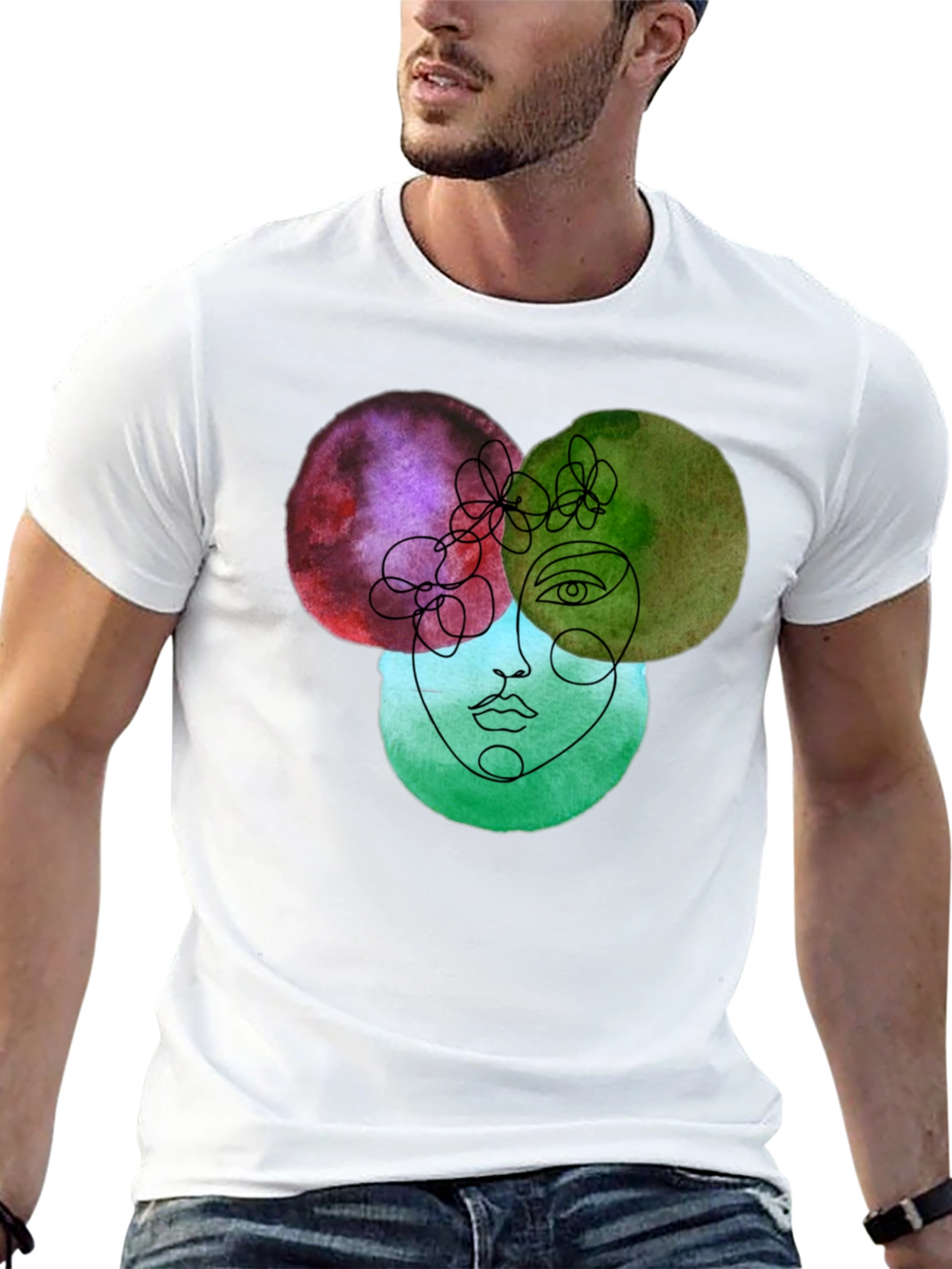 Abstract Face Graphic Tee - Unisex Soft Cotton T-Shirt