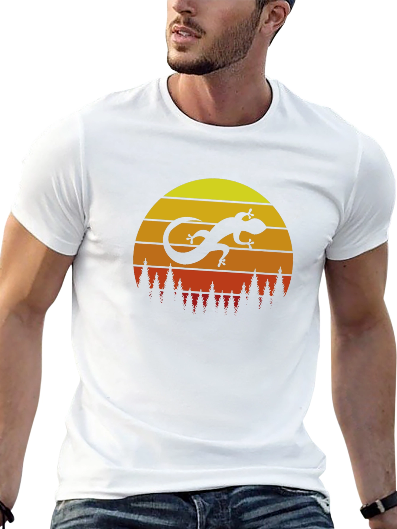 Sunset Lizard Graphic T-Shirt - Trendy Casual Wear