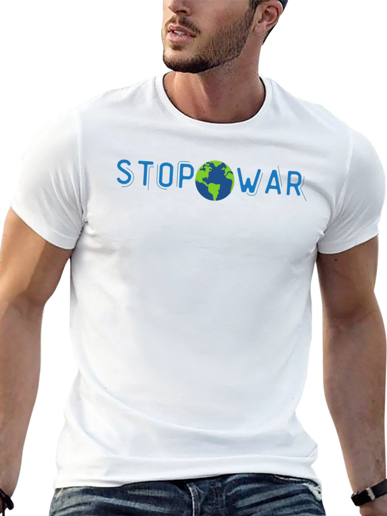 Stop War Earth Graphic Mens T-Shirt
