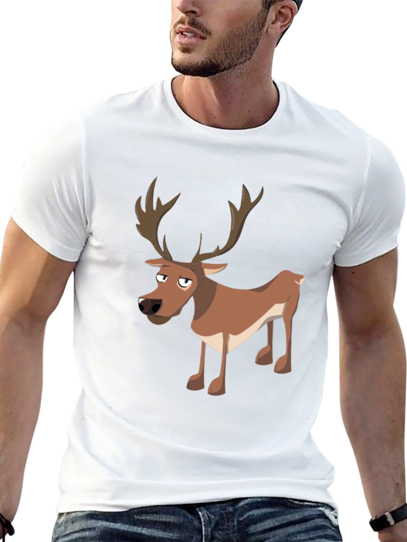 Cool Reindeer Graphic Tee - Mens Black T-Shirt