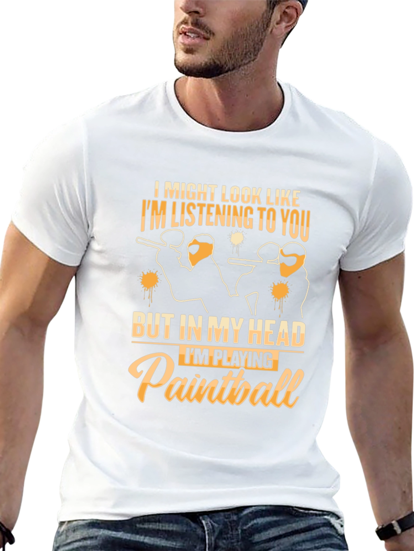 Paintball Player Graphic Tee - Black Cotton