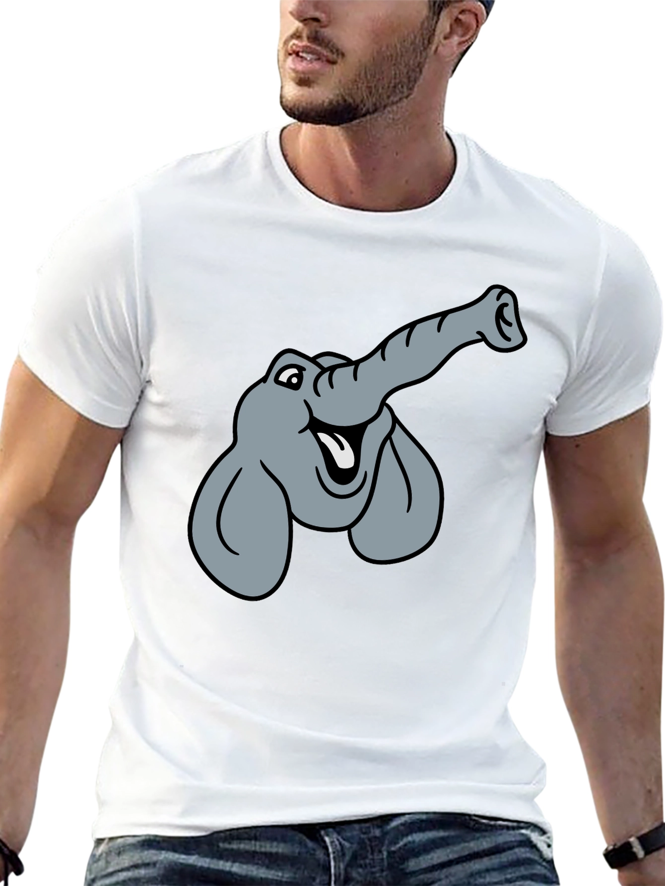 Elephant Cartoon Graphic T-Shirt - Unisex Black Tee