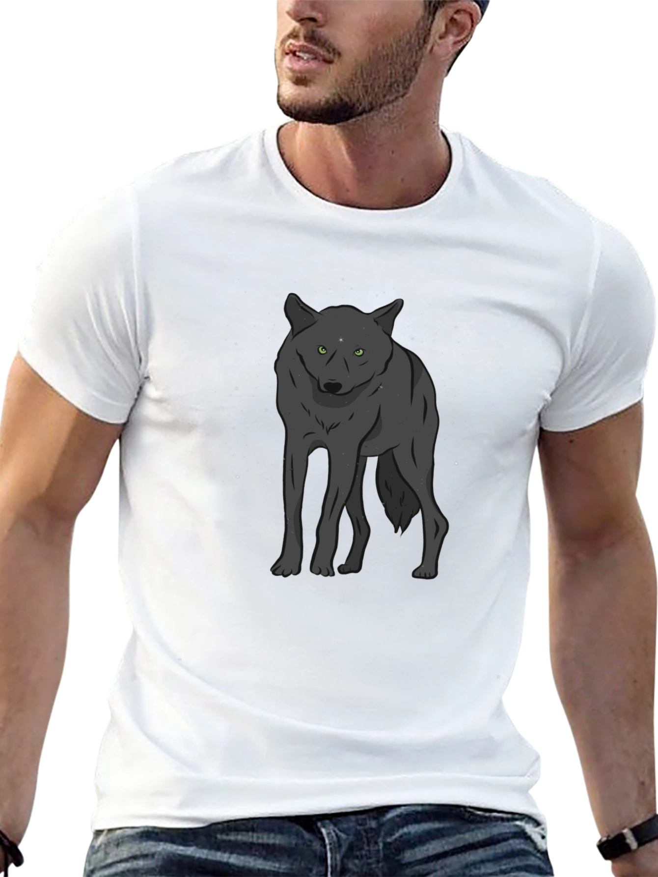 Wolf Graphic Print Crew Neck T-Shirt