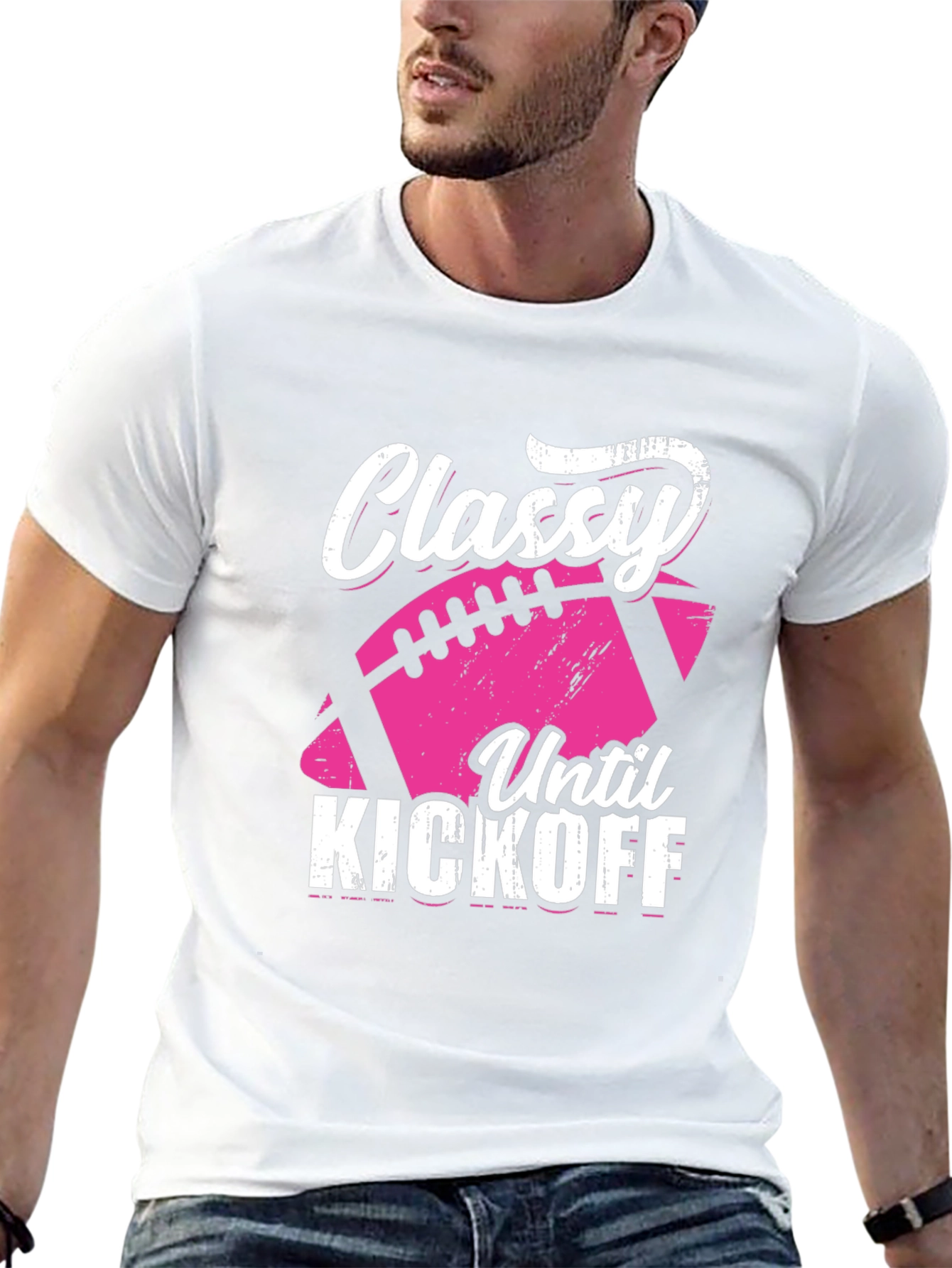 Classy Until Kickoff Football Graphic Tee