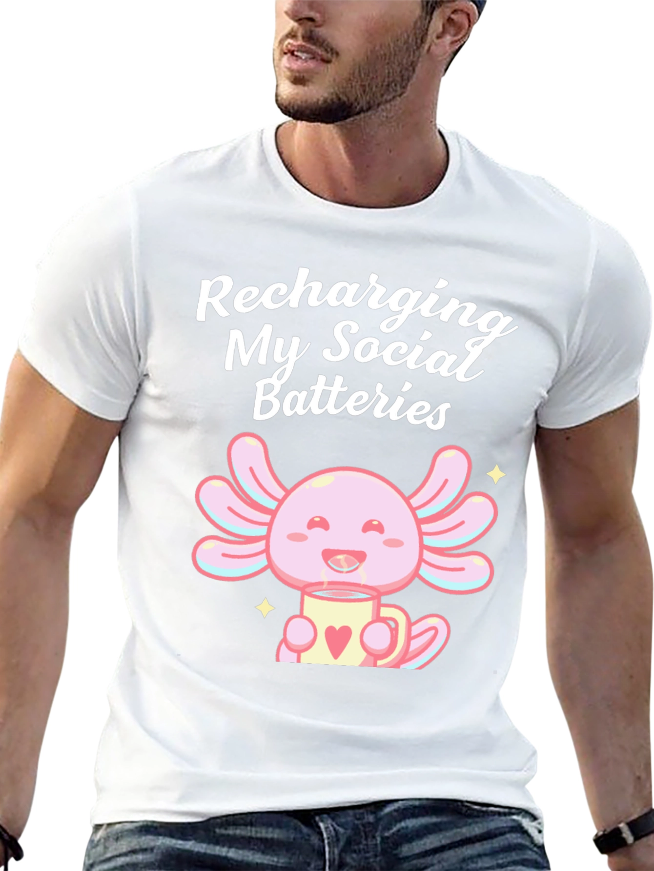 Recharging Social Batteries Axolotl T-Shirt