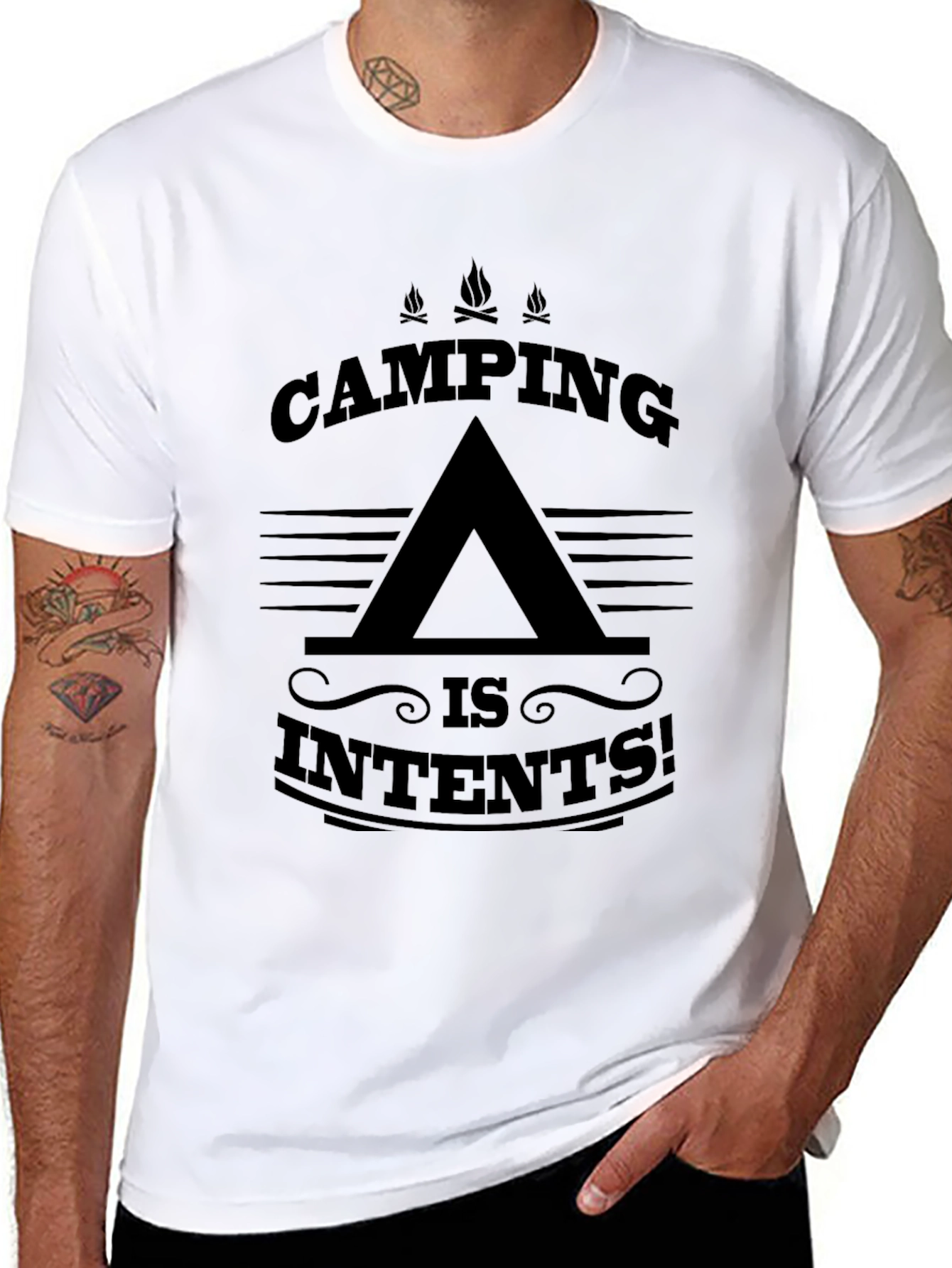 Camping is Intents! Black Graphic Tee