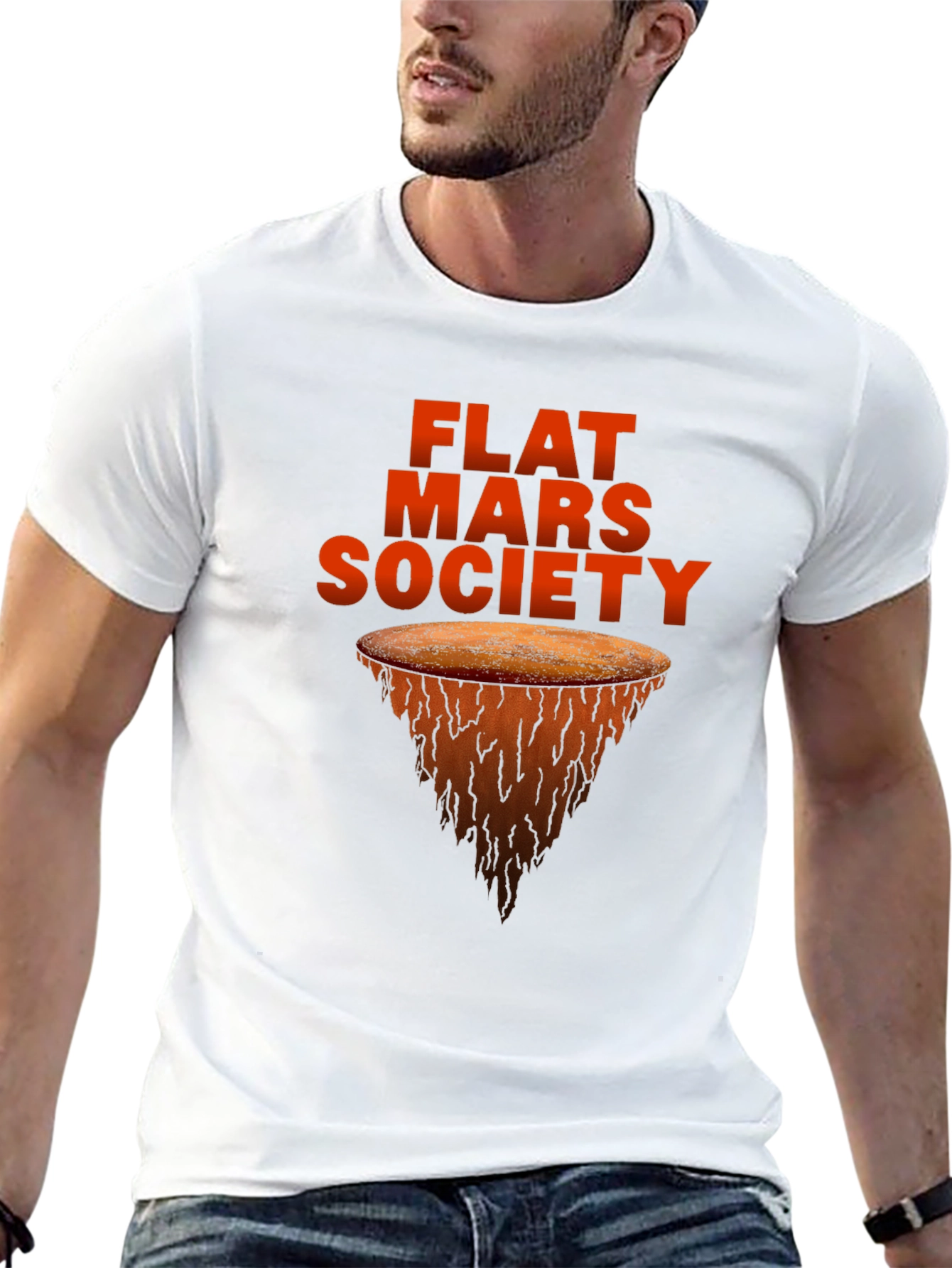 Flat Mars Society Graphic Tee - Novelty T-Shirt
