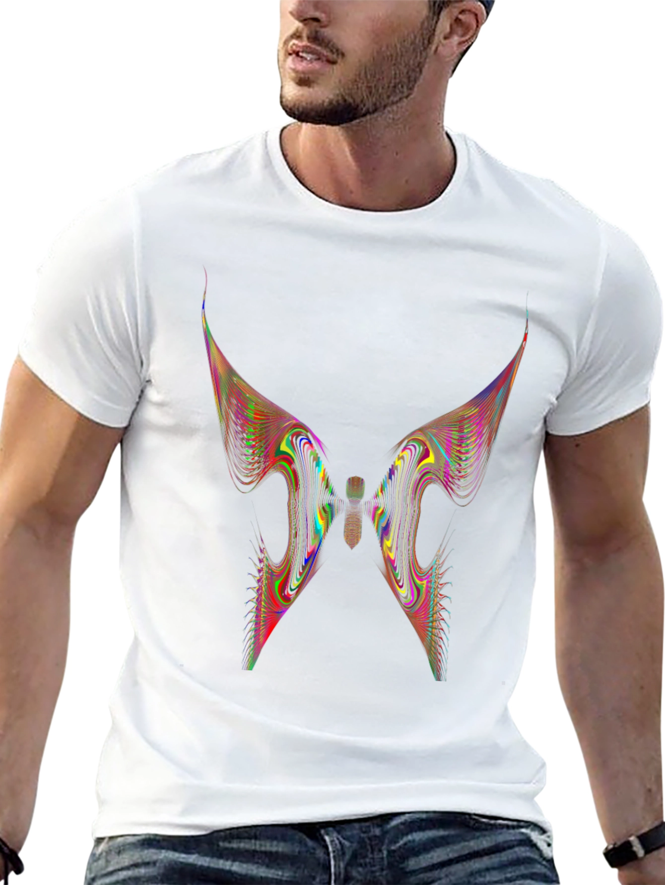 Abstract Butterfly Wing Graphic Black T-Shirt