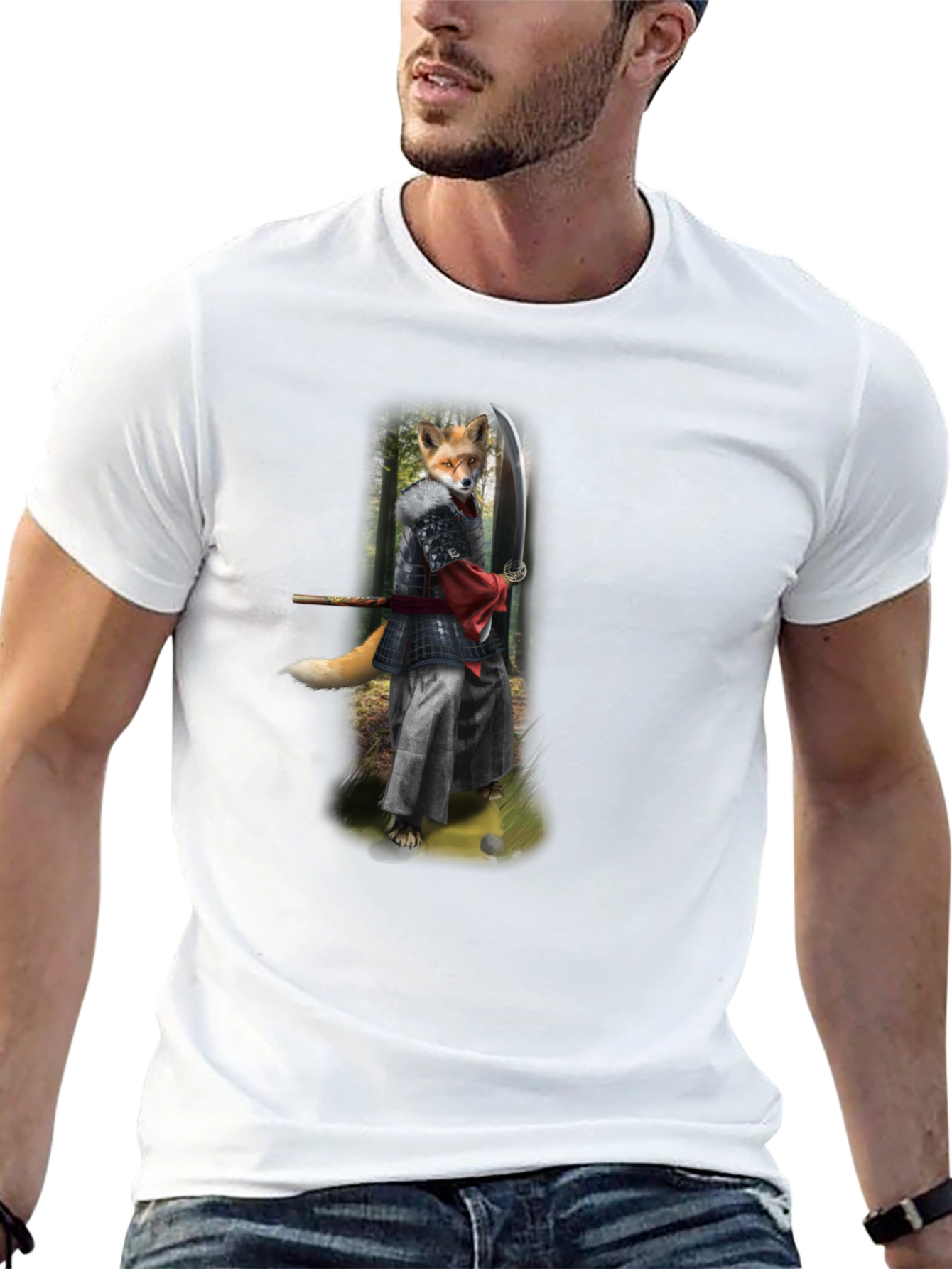 Samurai Fox Graphic Tee - Mens Black T-Shirt