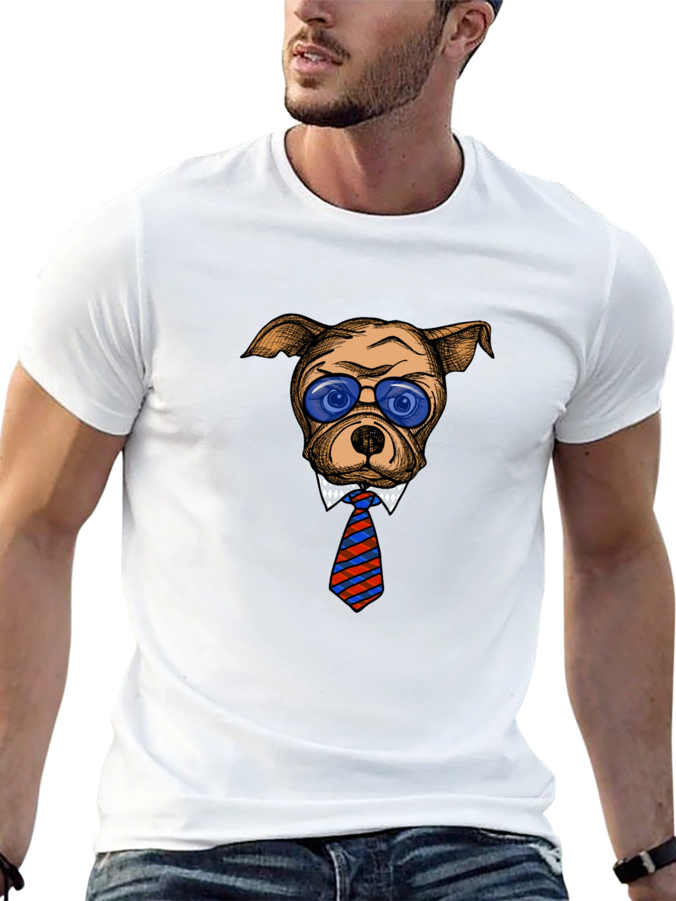 Cool Dog with Tie Graphic T-Shirt