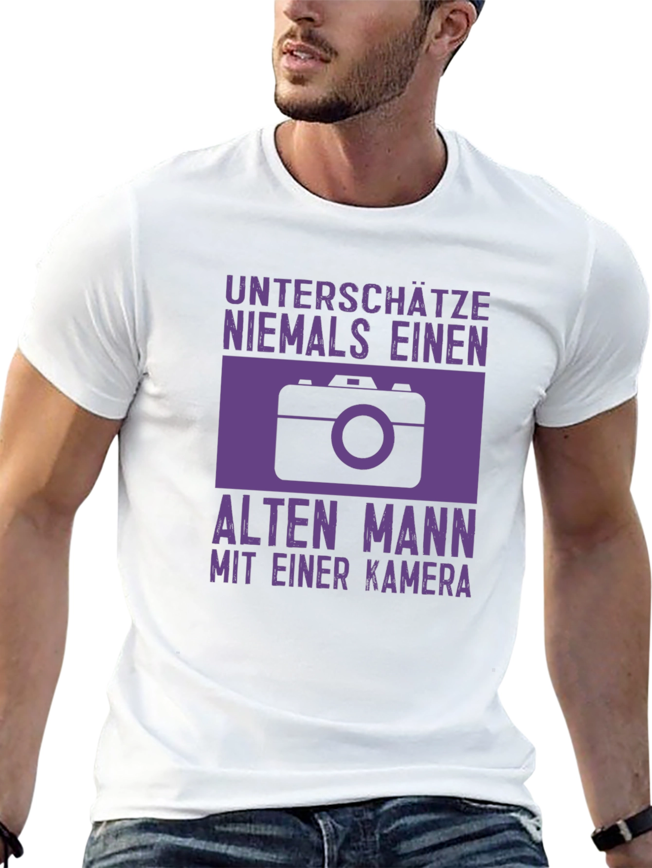 Old Man with Camera Graphic Tee - Black