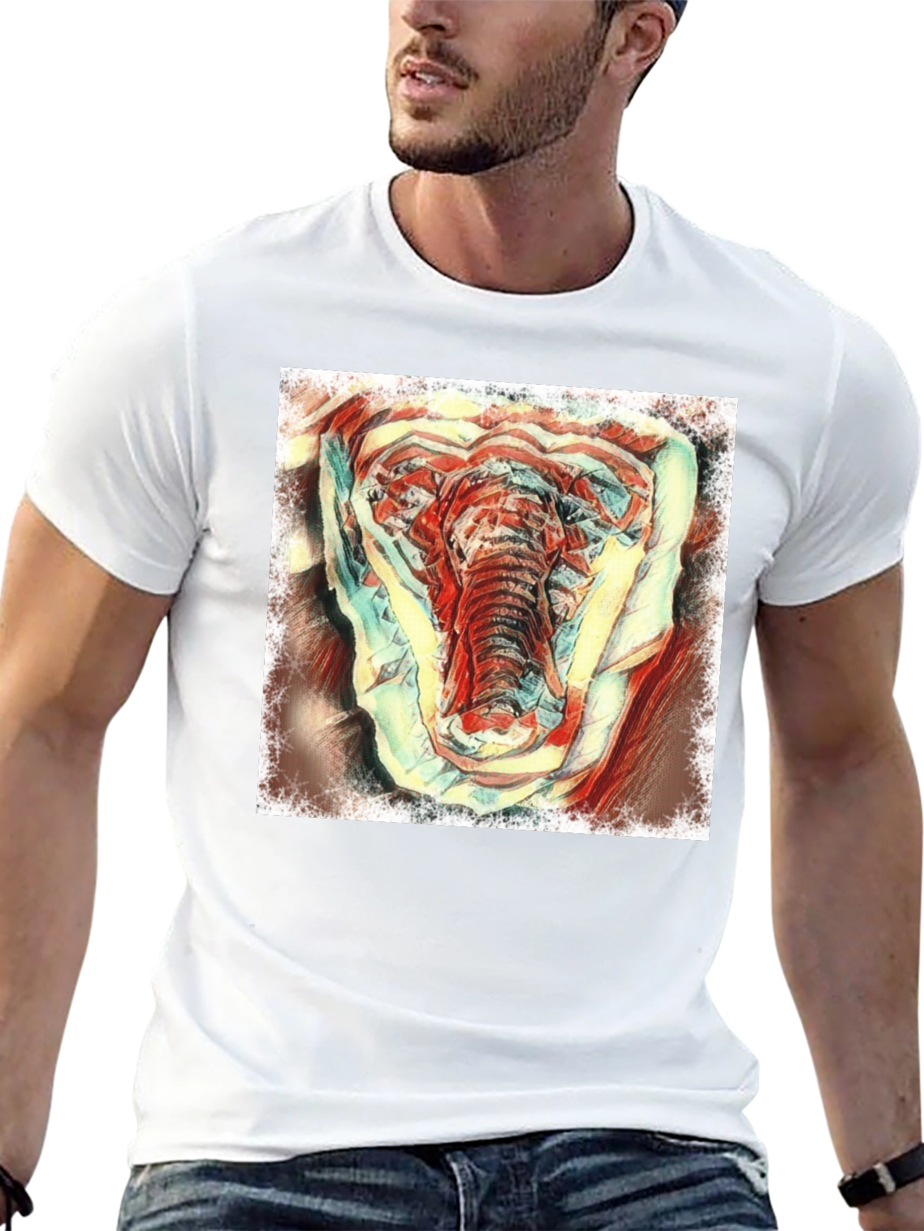 Elephant Art Graphic Tee - Mens Black T-Shirt