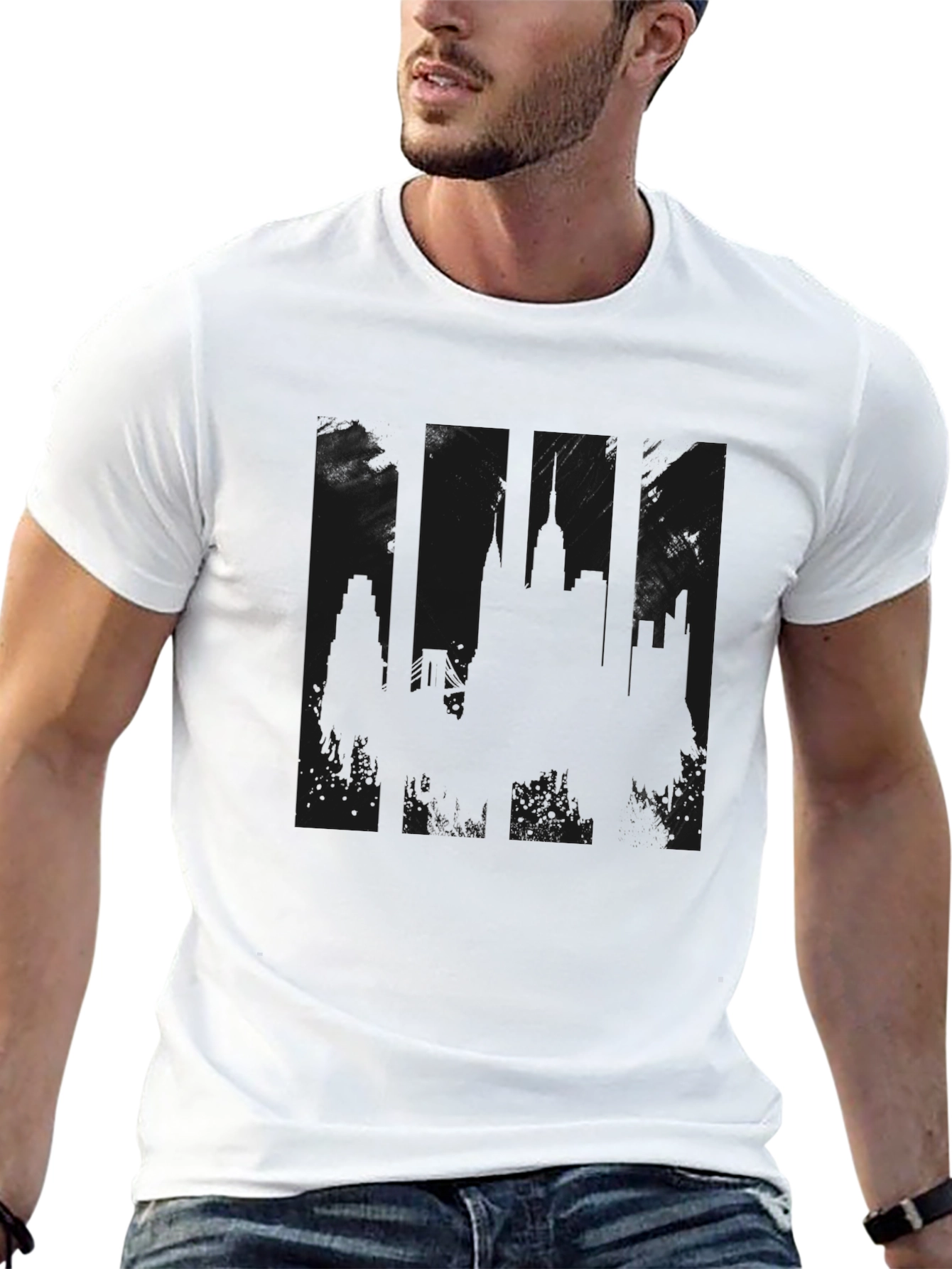 Mens Solid Black Casual T-Shirt