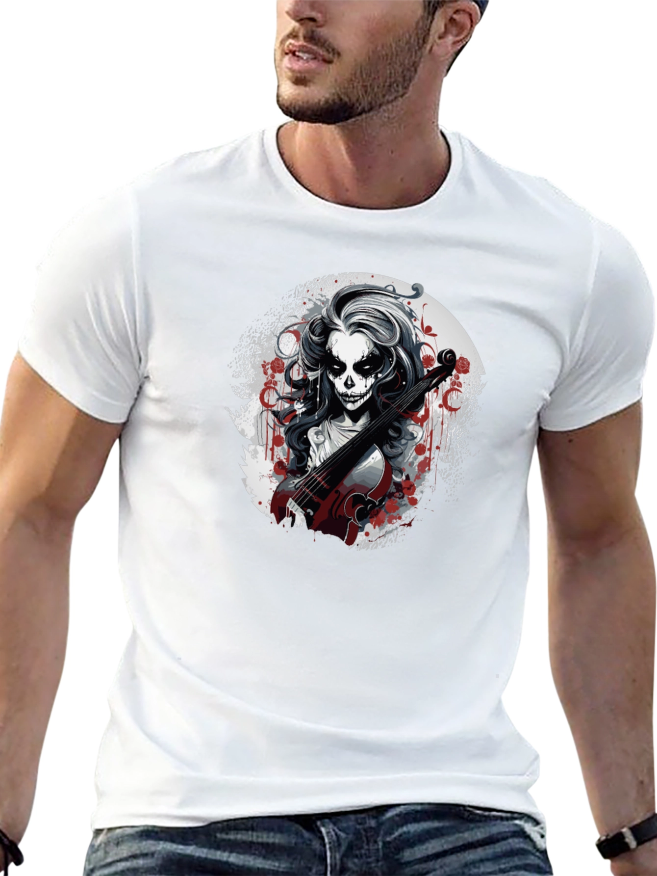 Dia de los Muertos Violinist Graphic T-Shirt