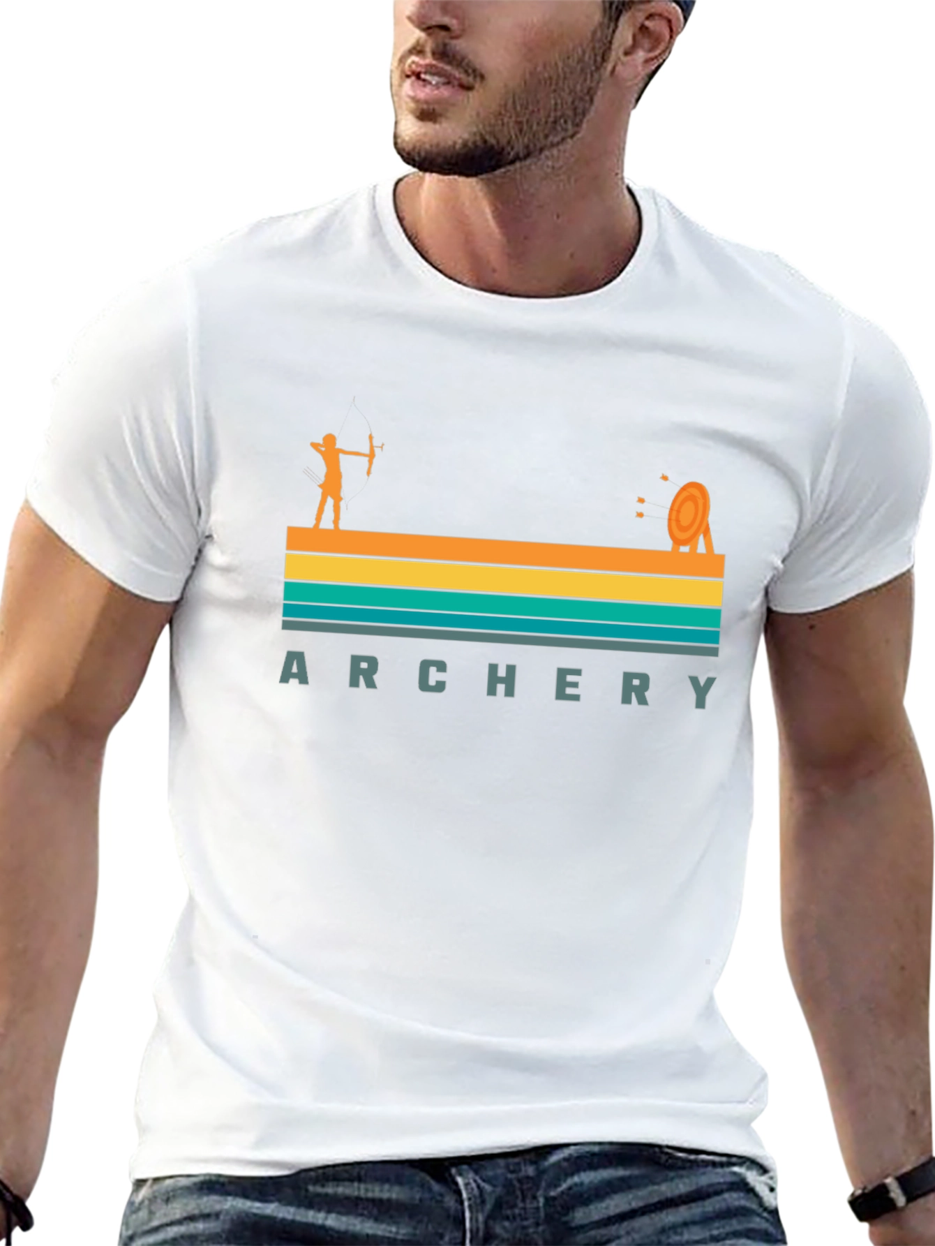 Archery Retro Style Graphic Tee - Black