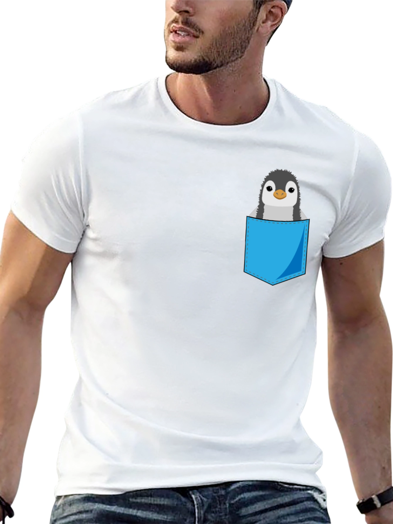 Pocket Penguin Graphic Tee - Soft Cotton Blend