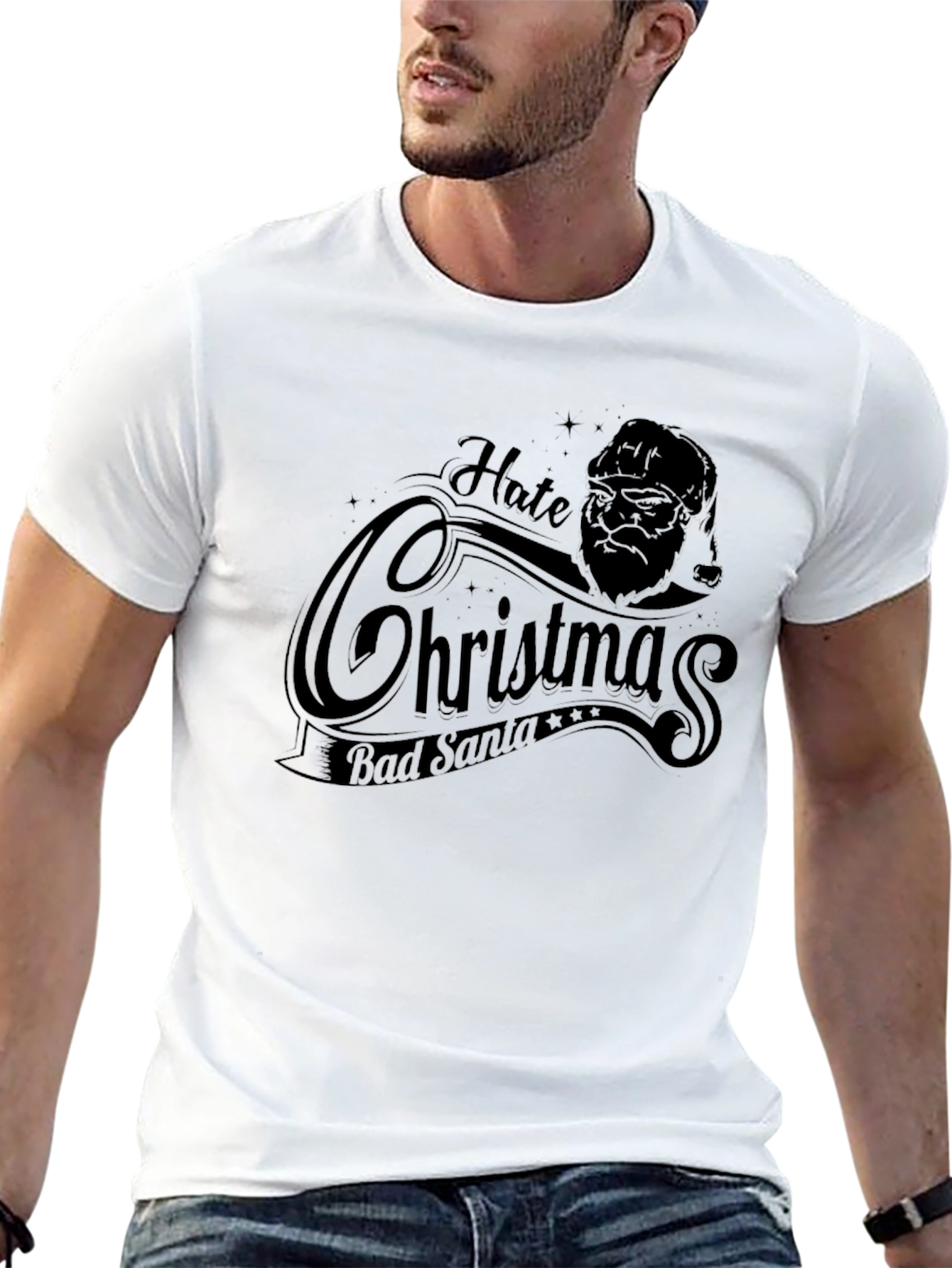 Hate Christmas Bad Santa Graphic T-Shirt