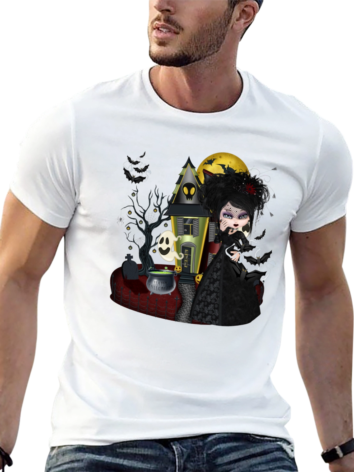 Halloween Gothic T-Shirt - Spooky Witch Design